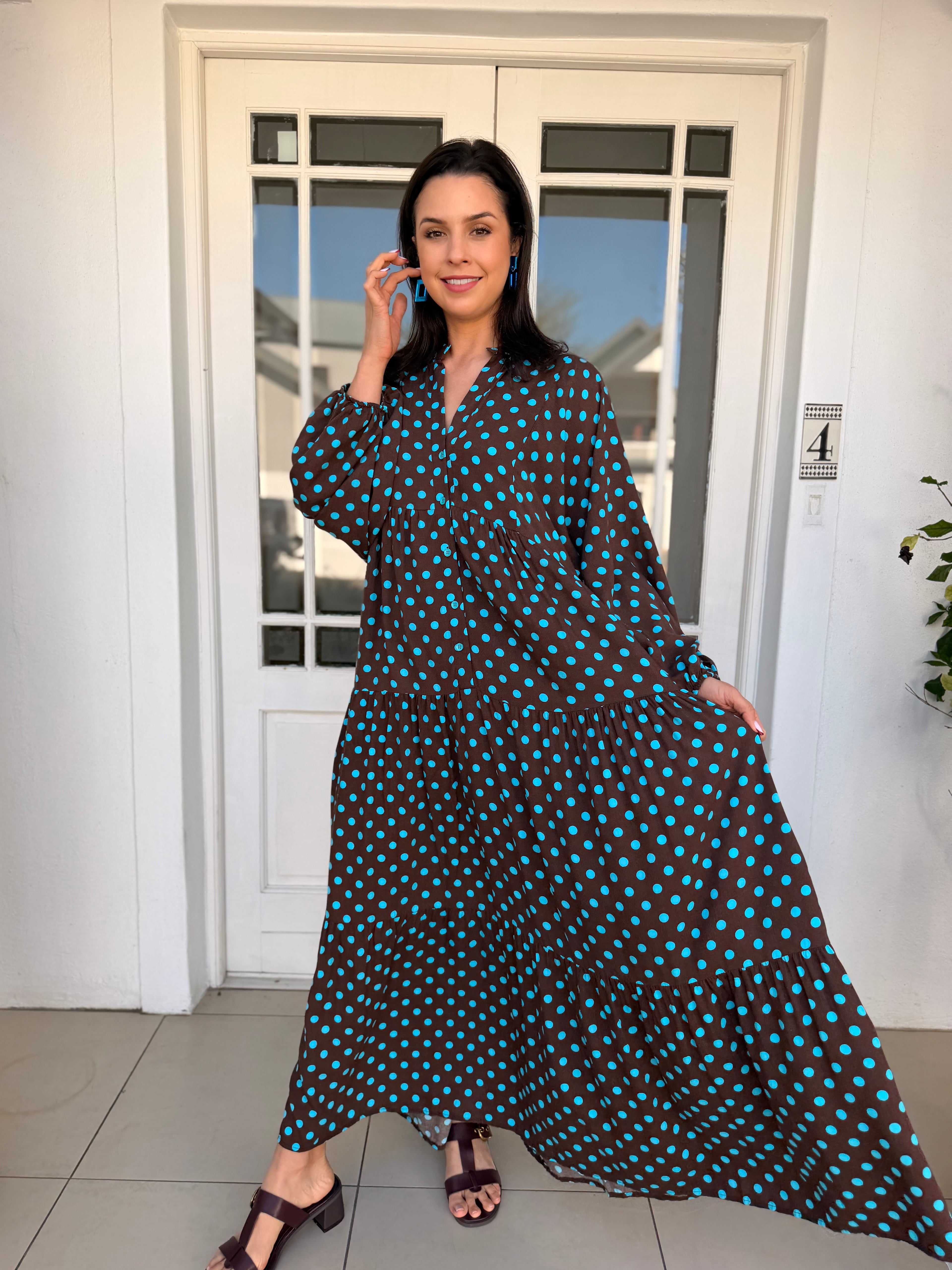 Jenna dress - Brown polka dots