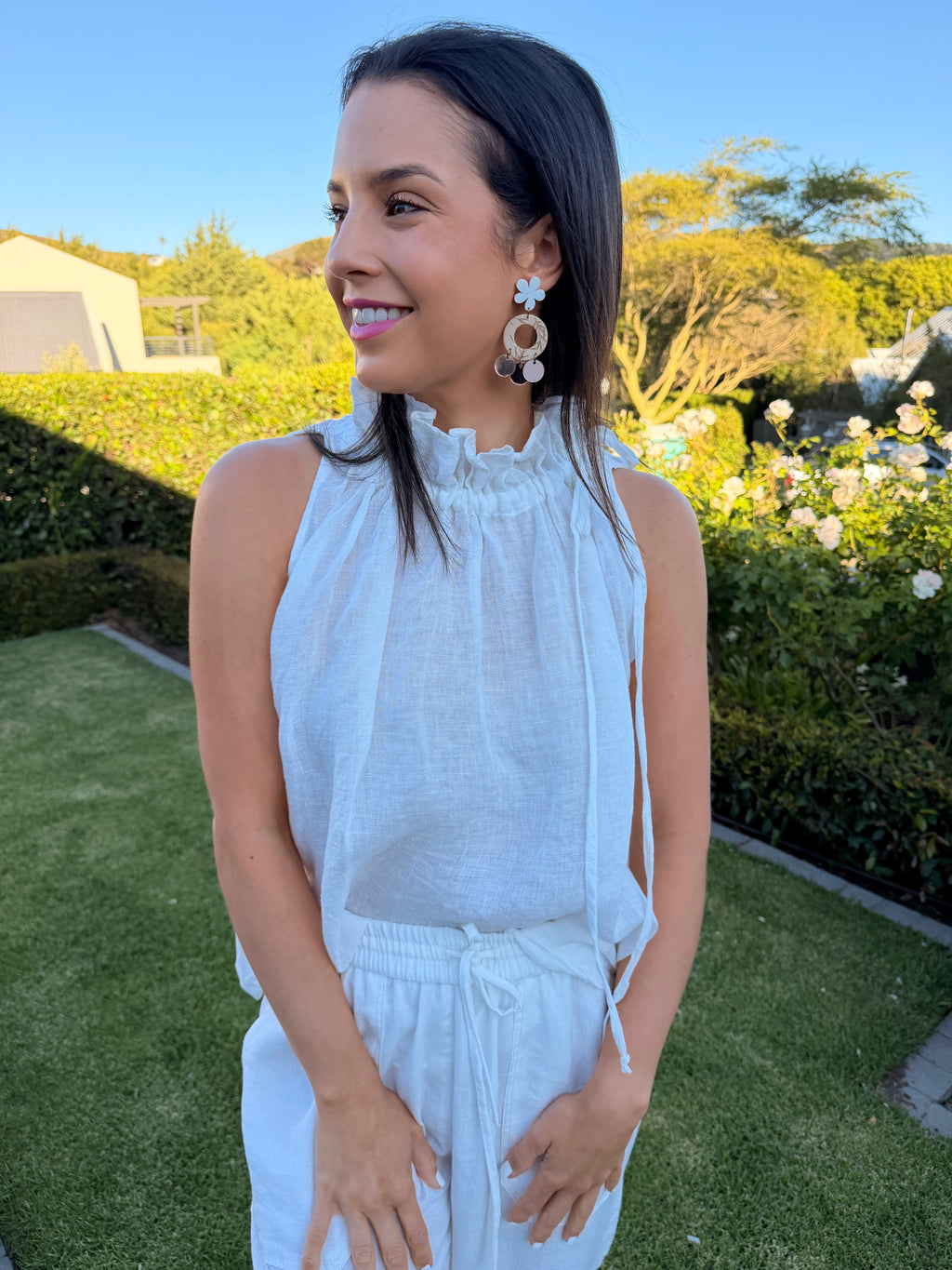 Italian linen top - White