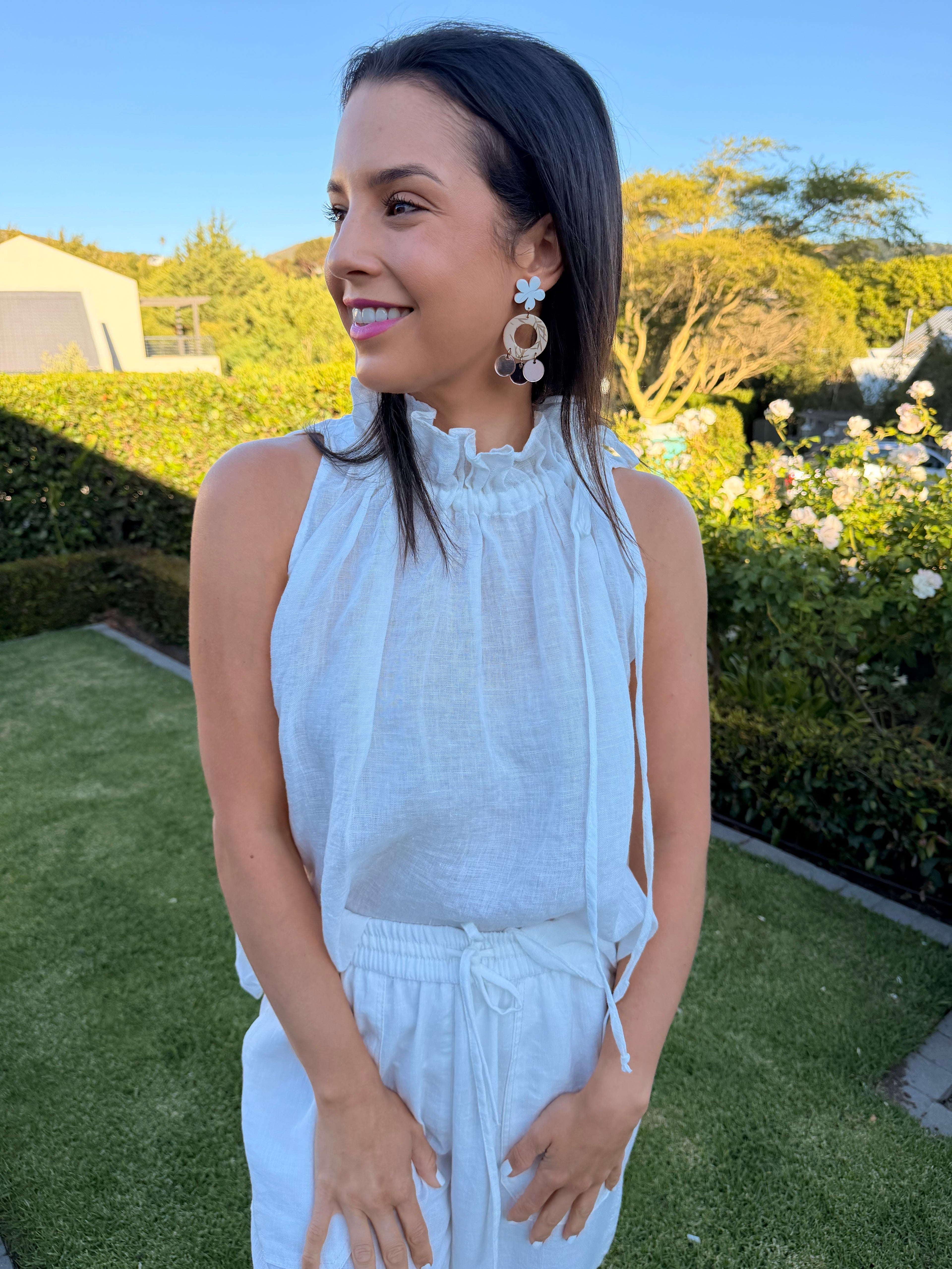 Italian linen top - White