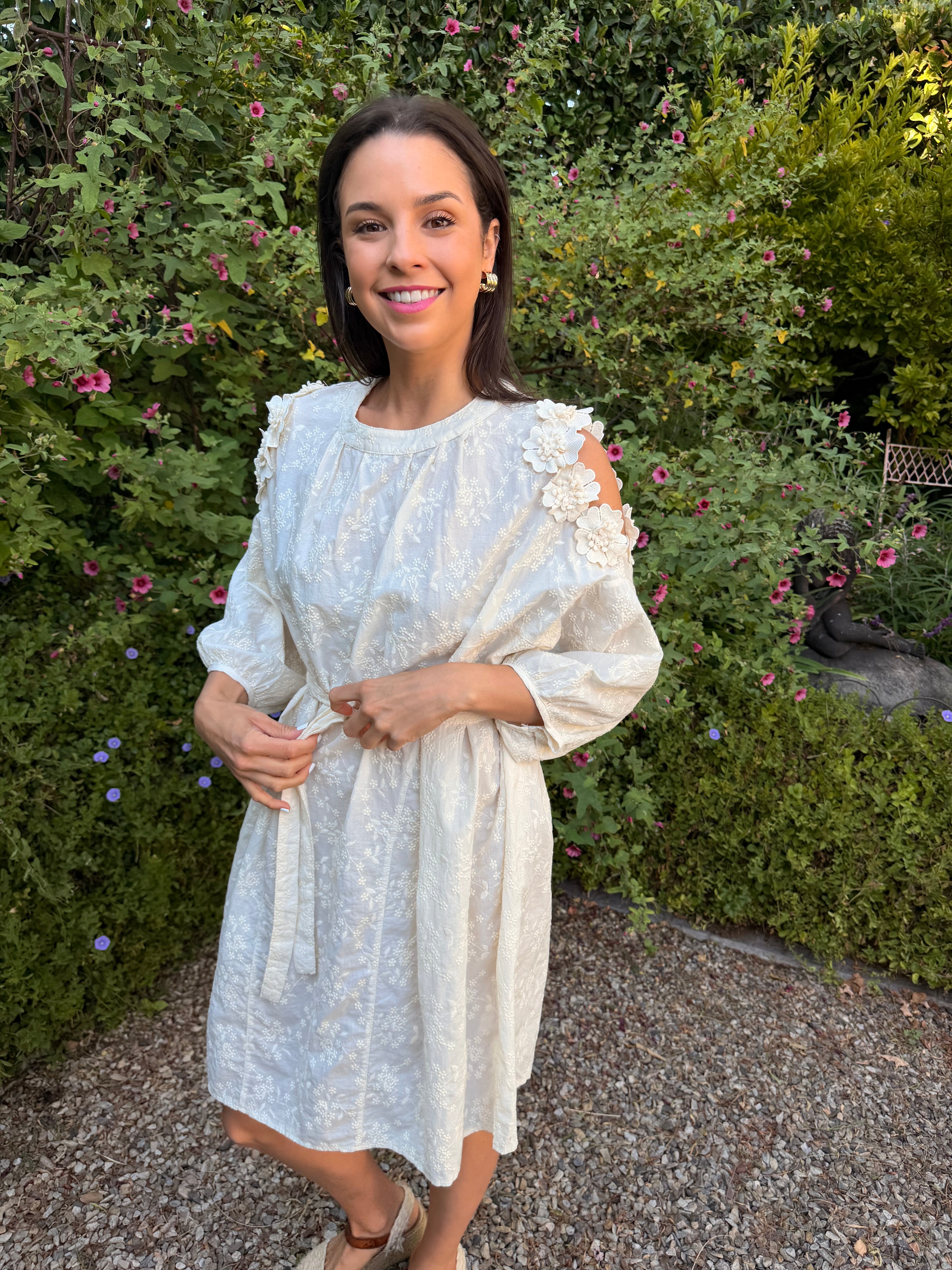 Liliana Italian dress - Cream anglaise