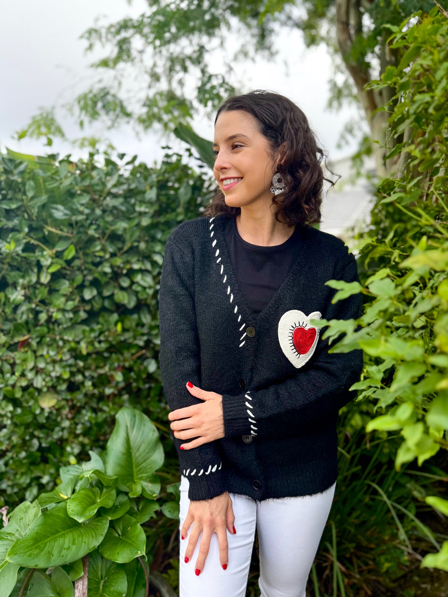 Lana wool cardigan - Queen of hearts