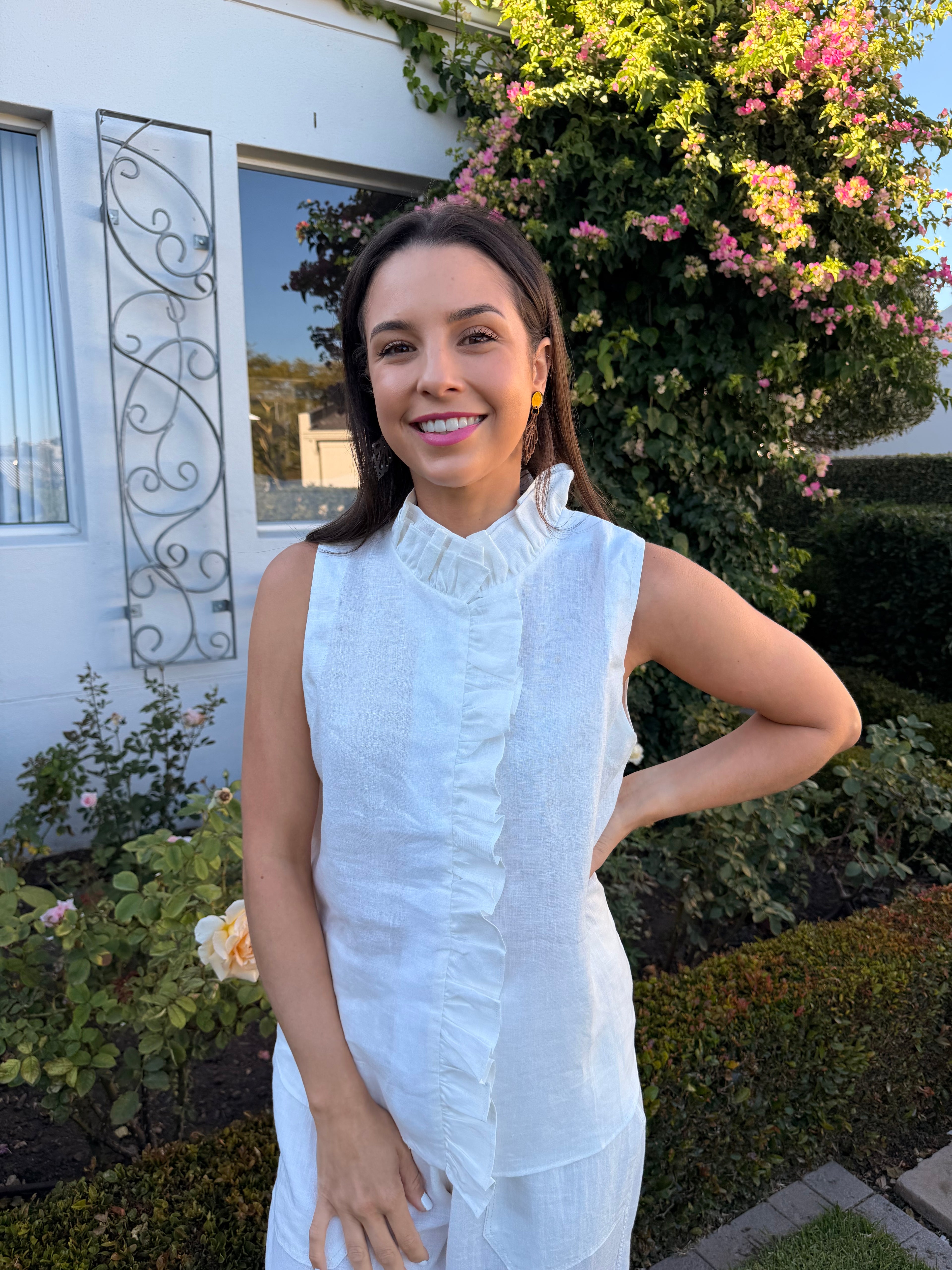 Rose Italian blouse - White linen