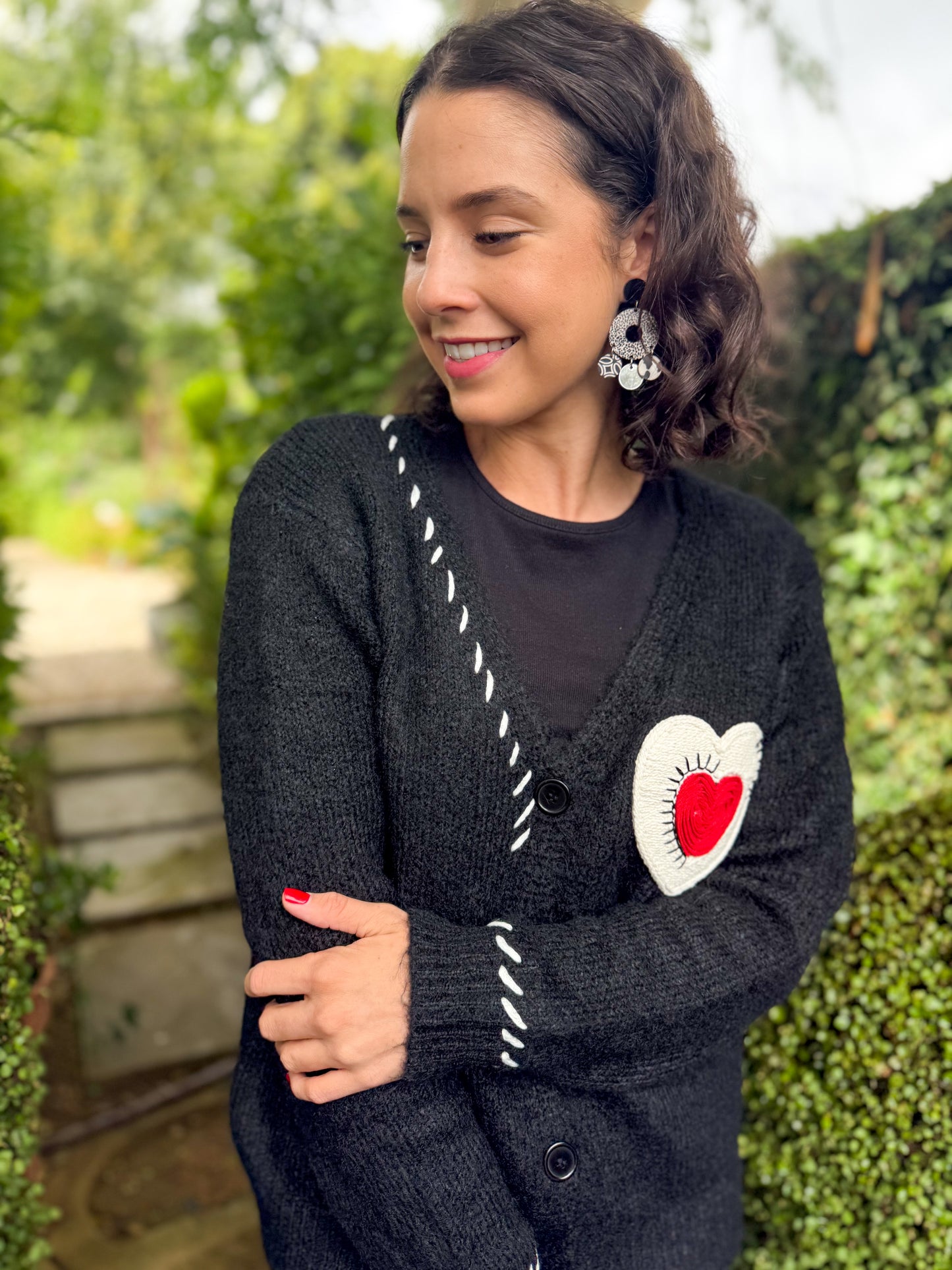 Lana wool cardigan - Queen of hearts