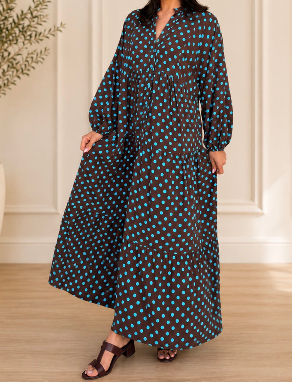 Jenna dress - Brown polka dots