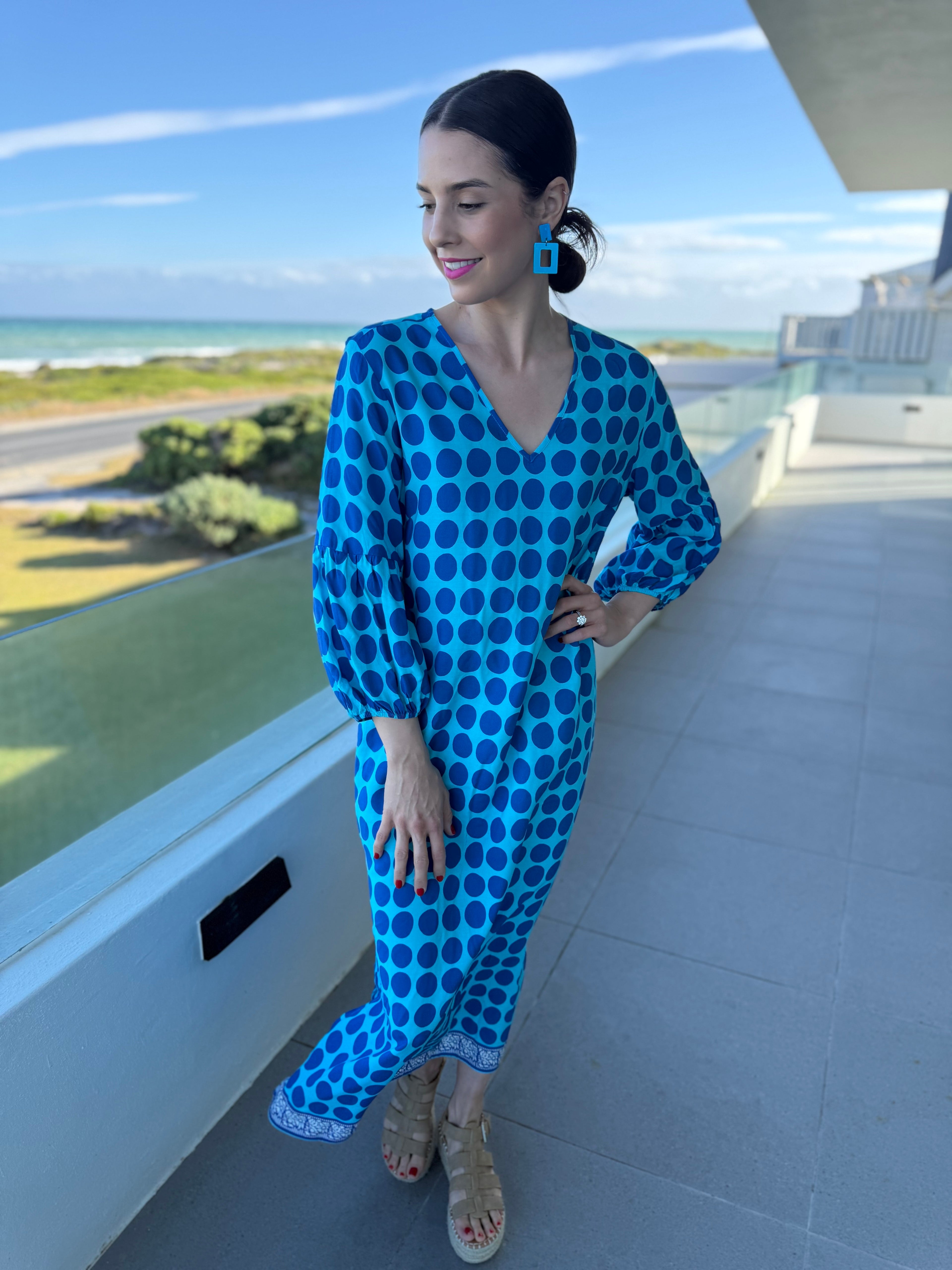 Veronique dress - Blue polka dot