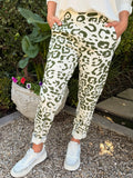 Italian pants - Khaki green leopard