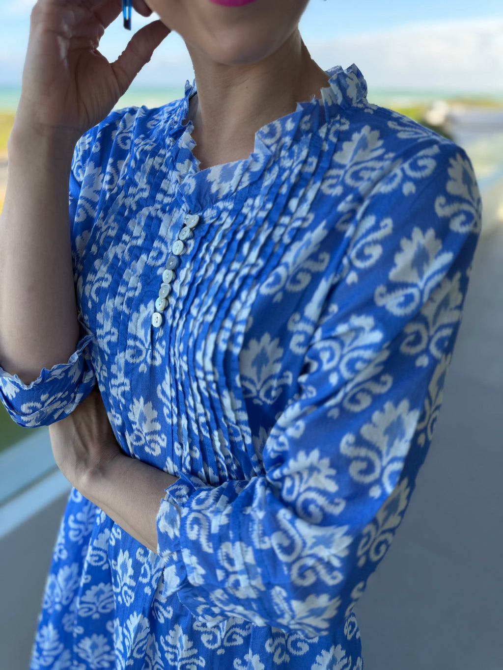 Memia dress - Blue and white