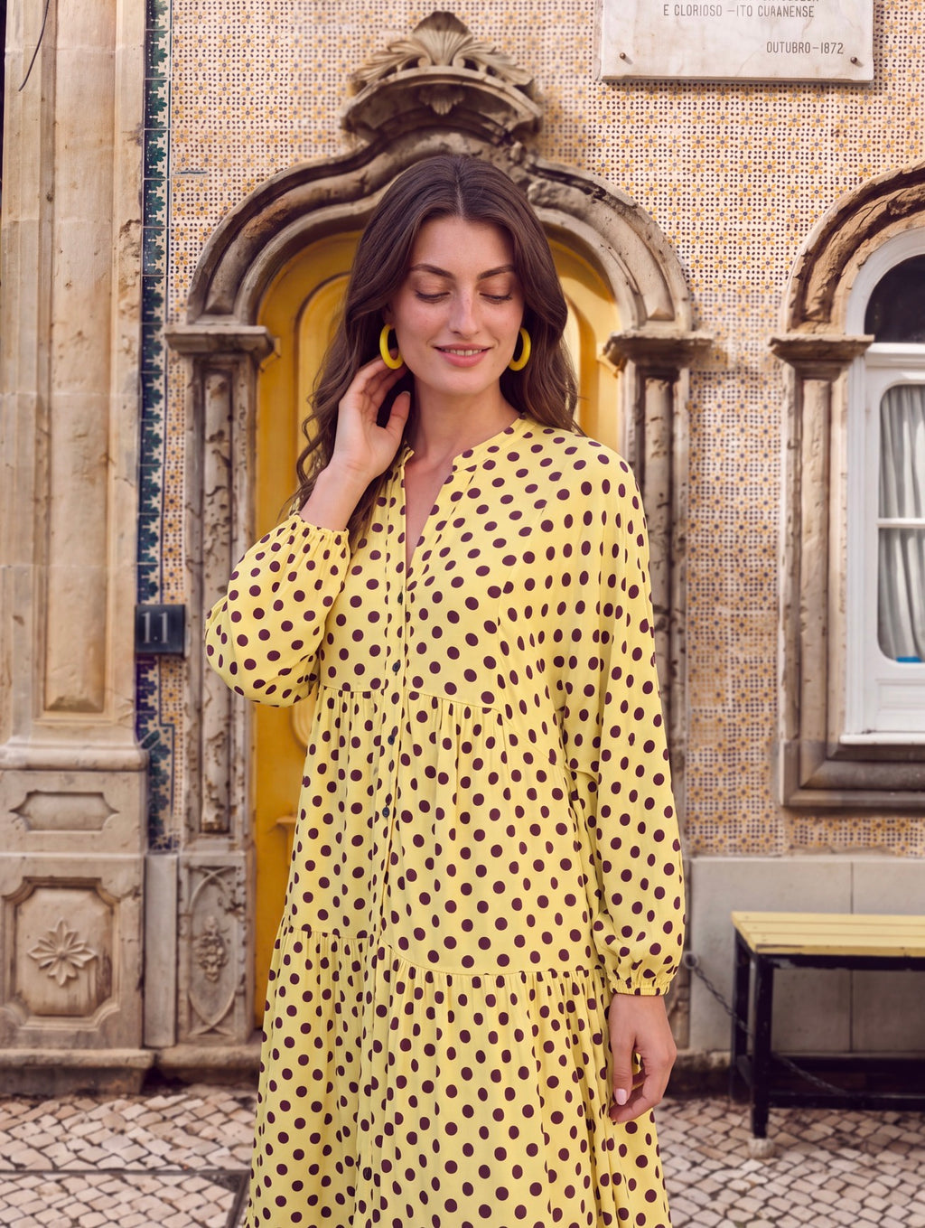 Jenna dress - Yellow polka dot