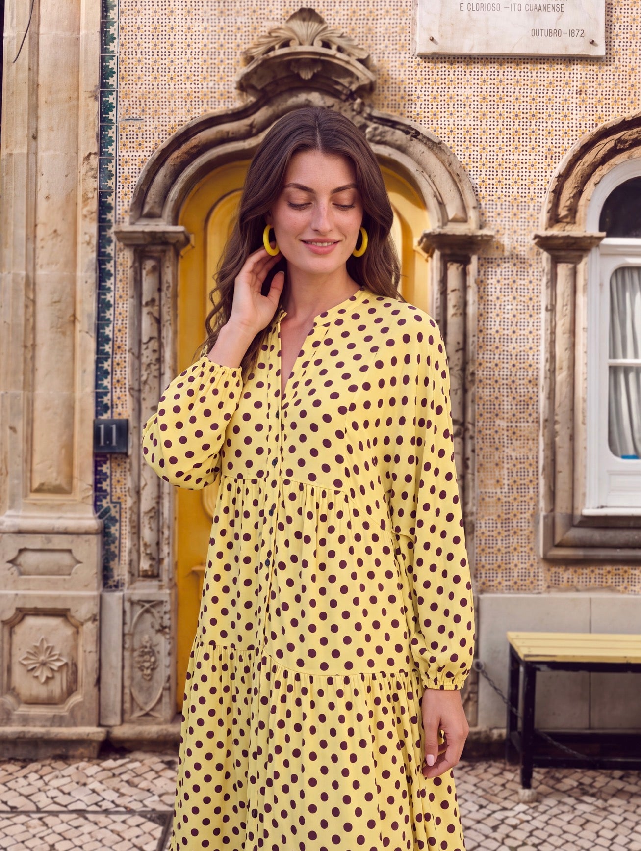 Jenna dress - Yellow polka dot