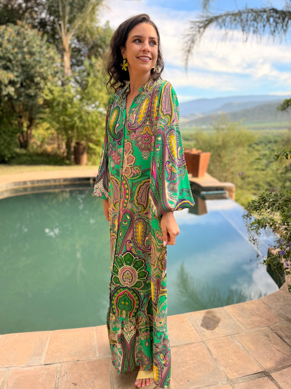 Liezelle dress - Green paisley