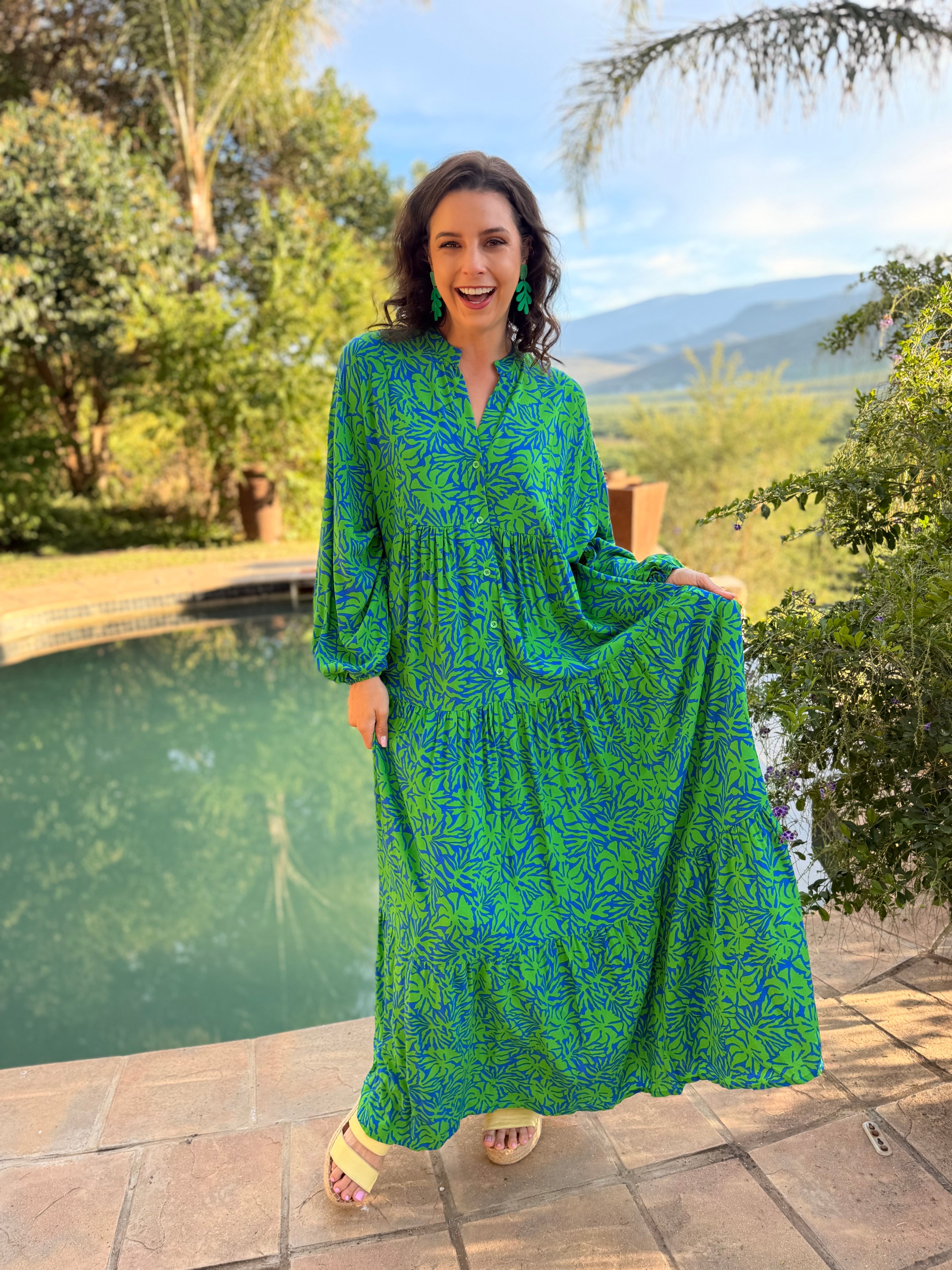 Jenna dress - Green two tone