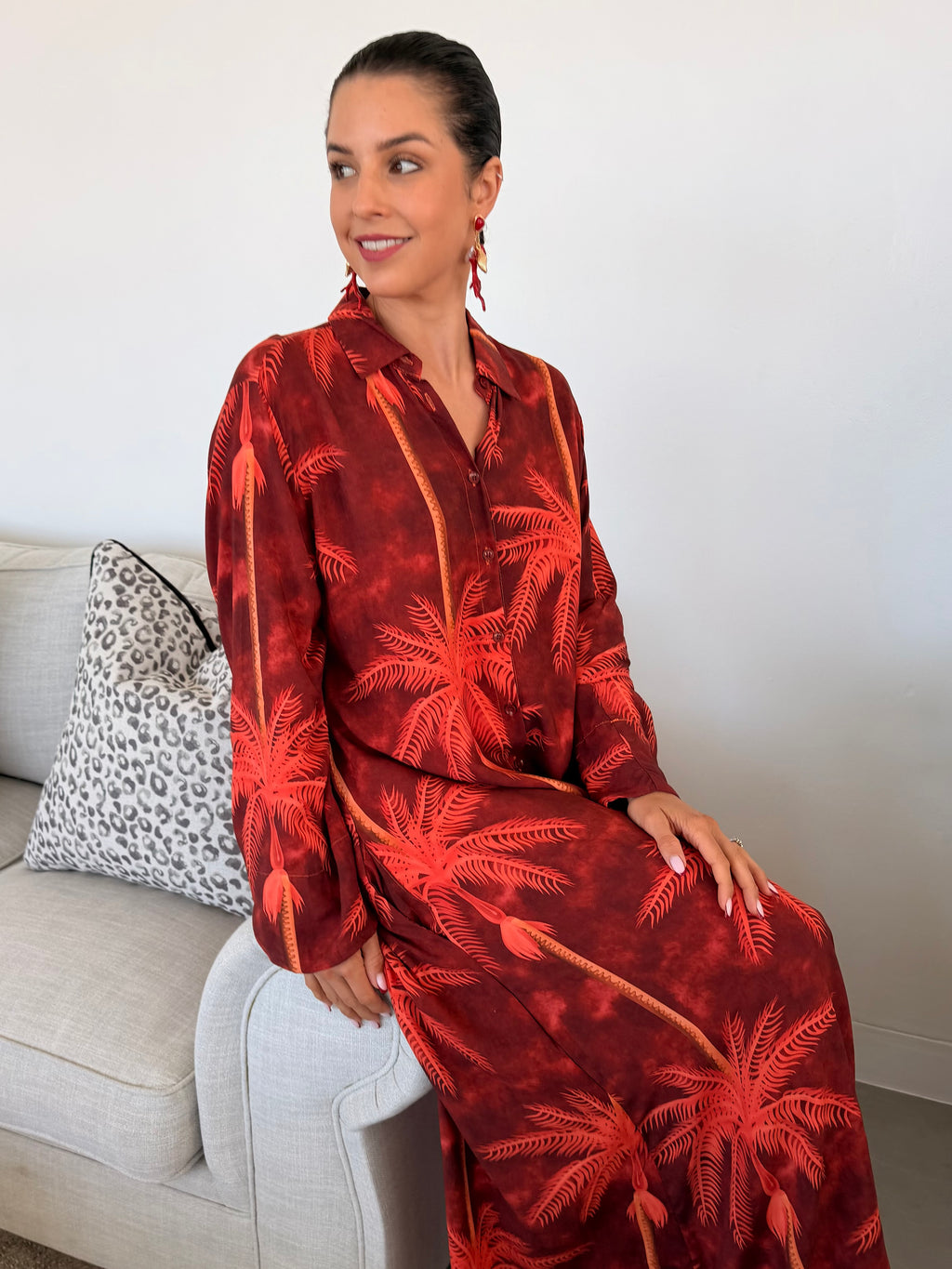 Flavia dress - Burnt orange palm