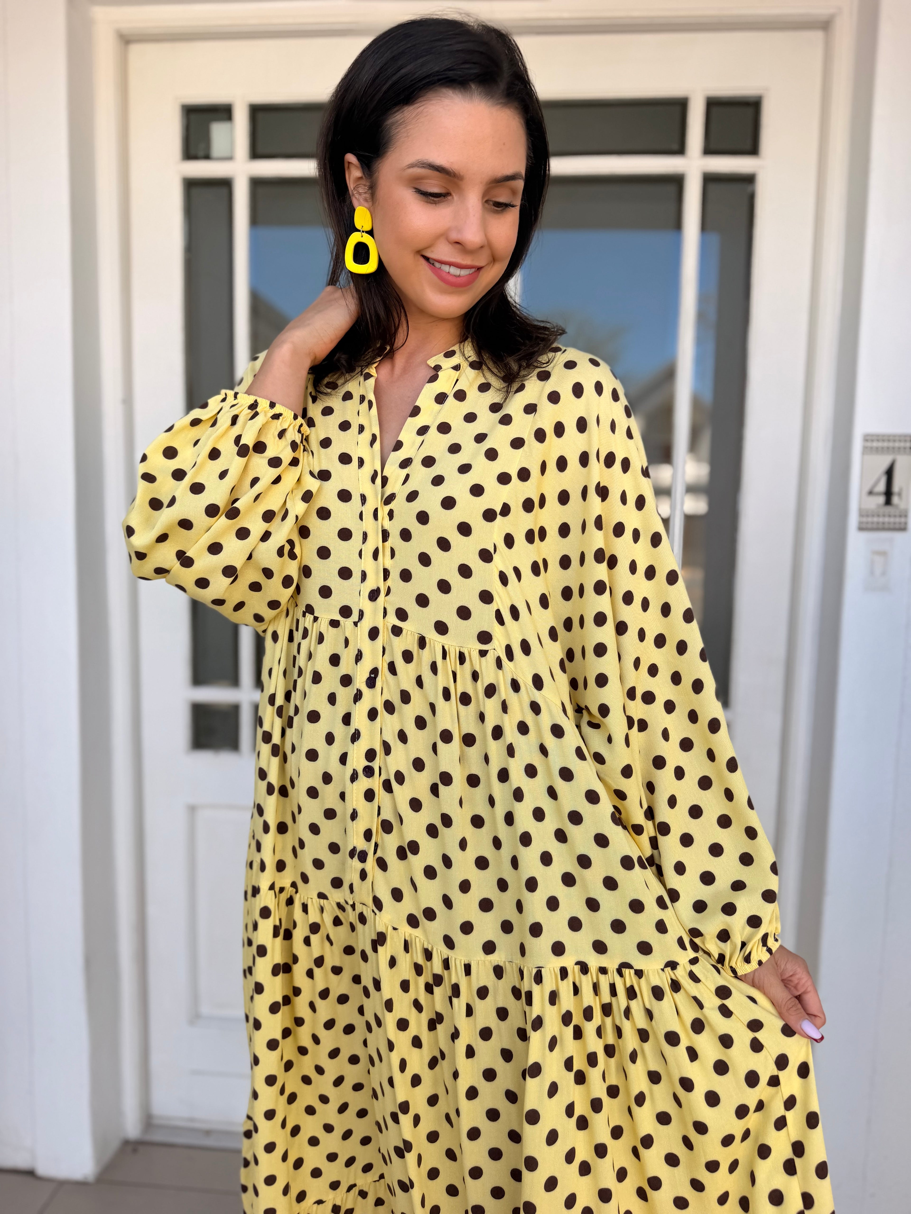 Jenna dress - Yellow polka dot