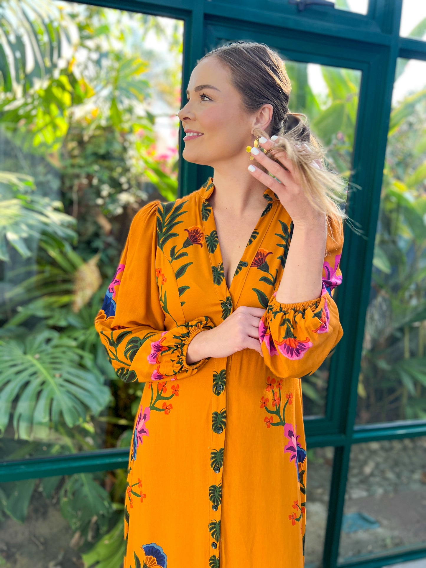 June dress - mustard floral