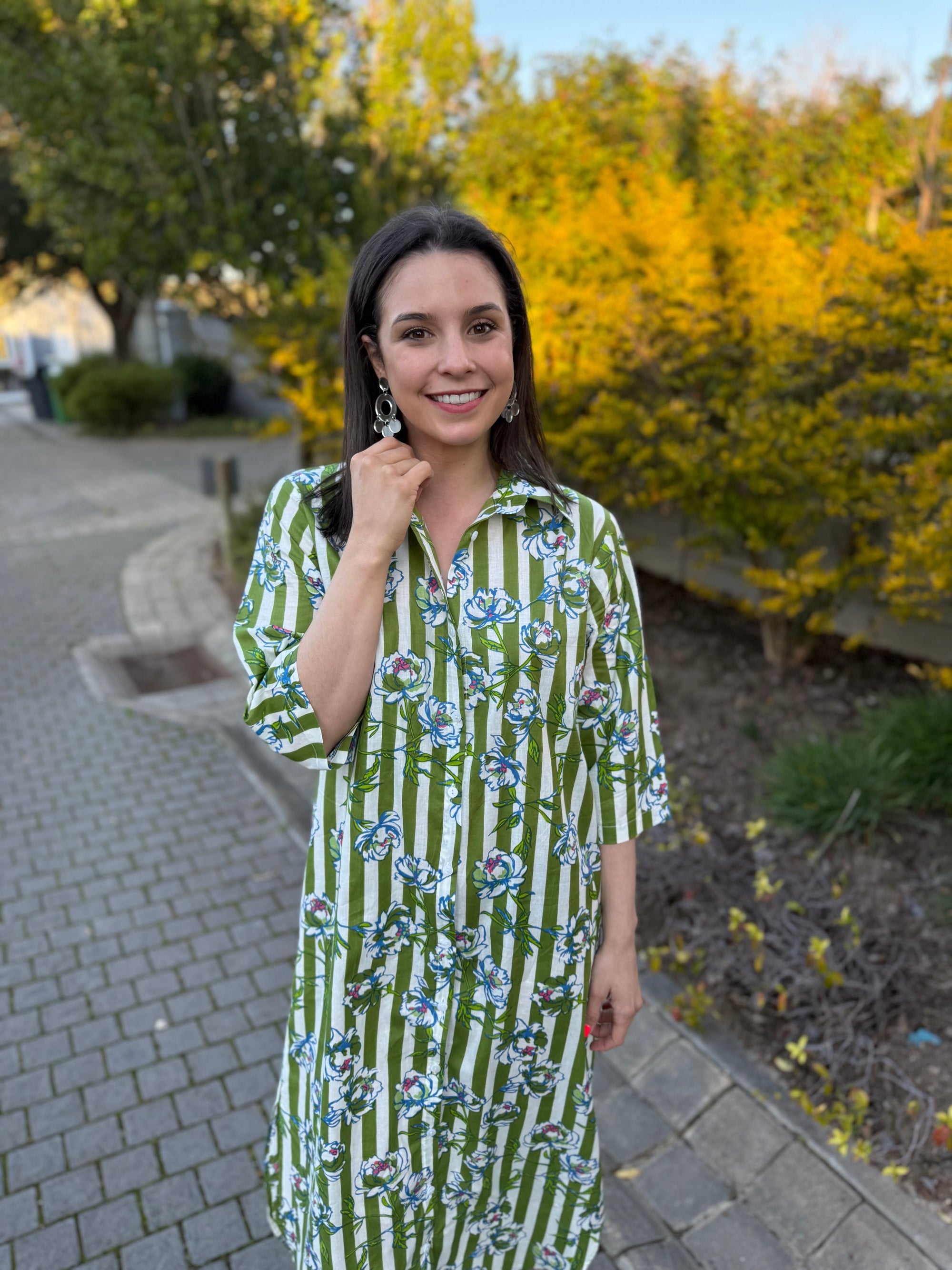 Jennifer dress - Green stripe