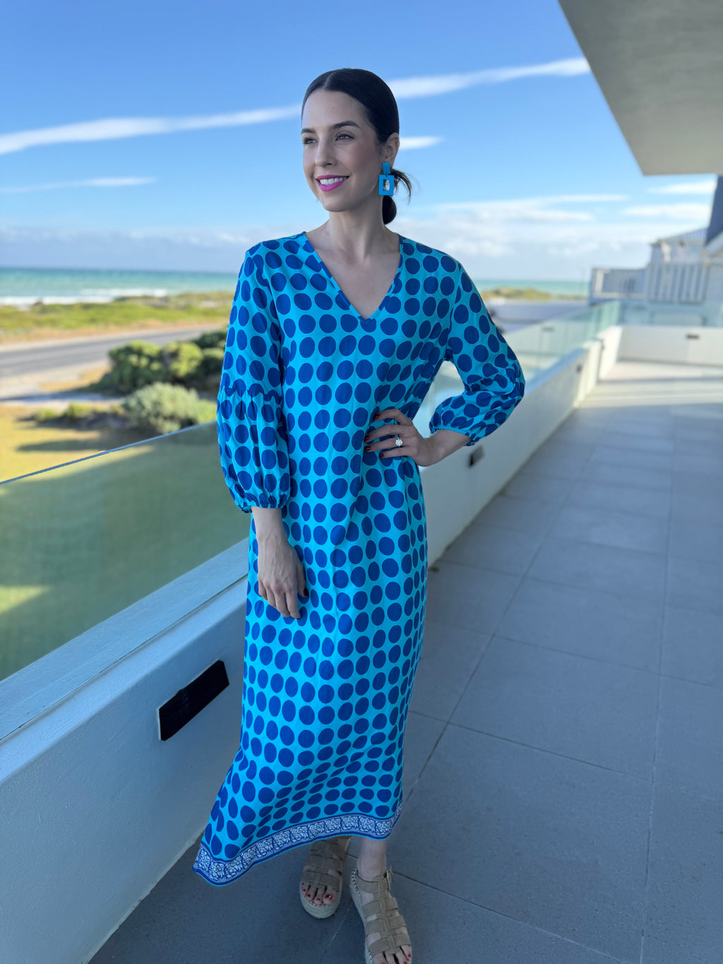 Veronique dress - Blue polka dot