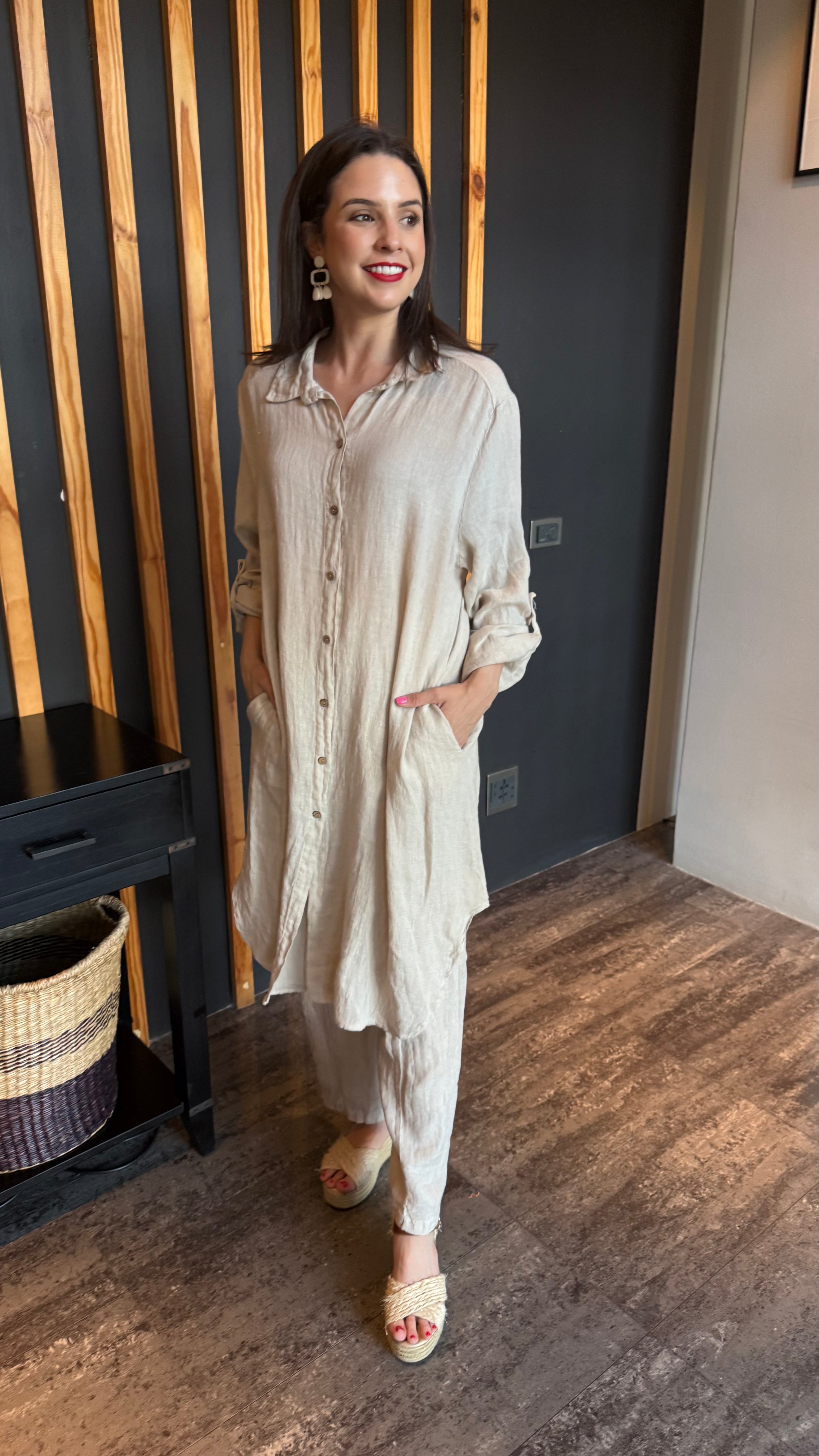 Italian linen dress - beige