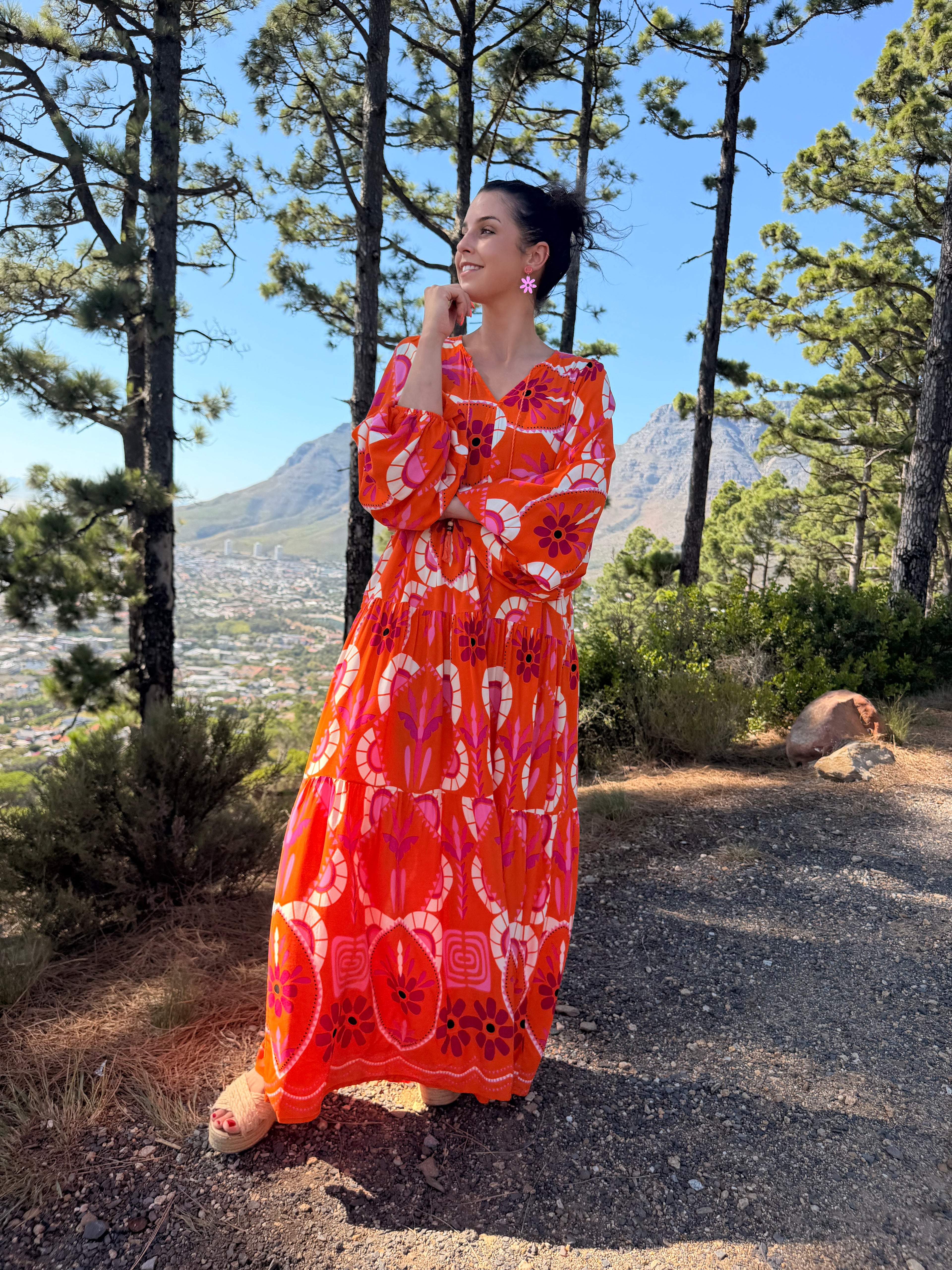 Kika dress - Orange & Pink