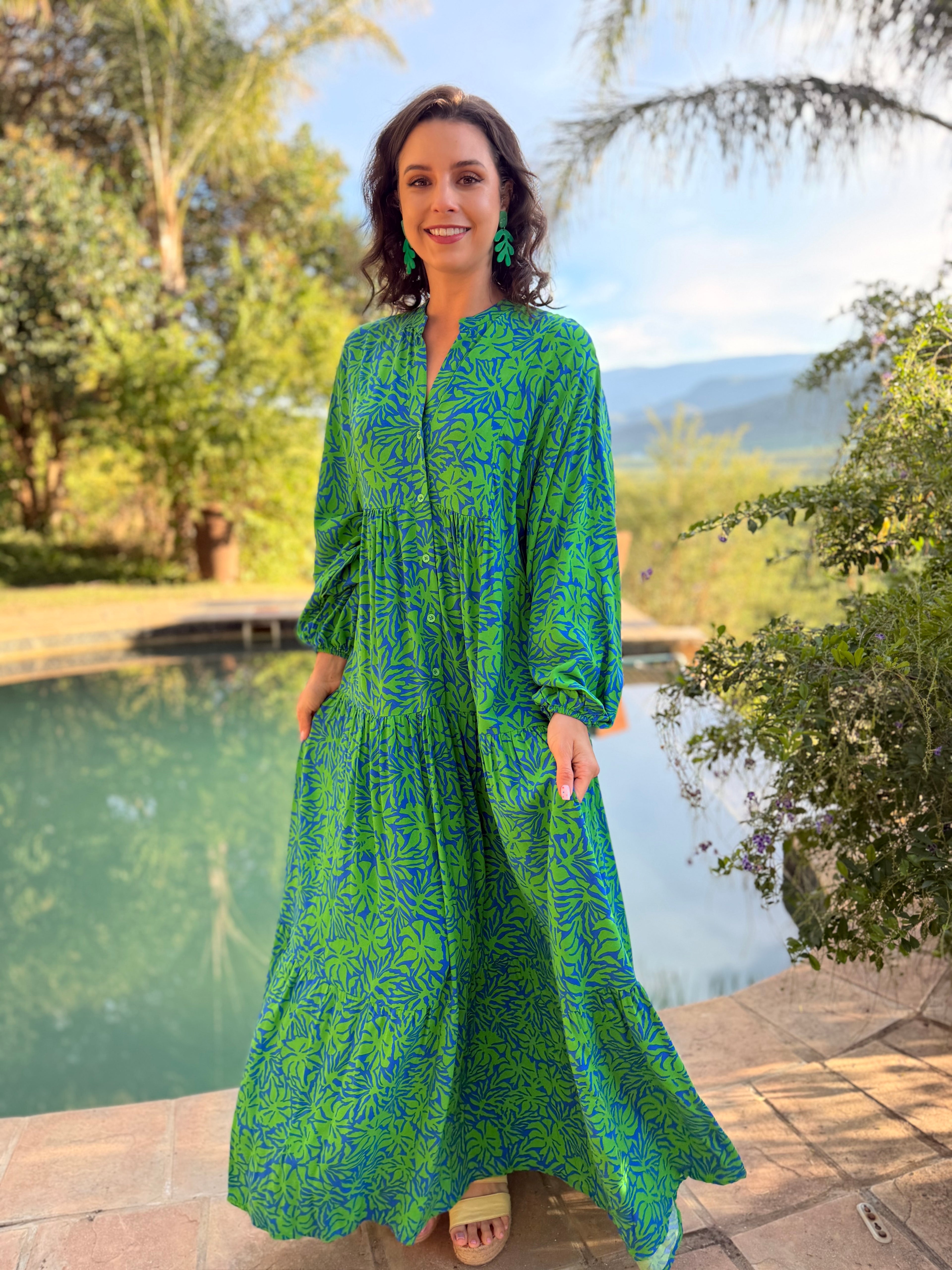 Jenna dress - Green two tone