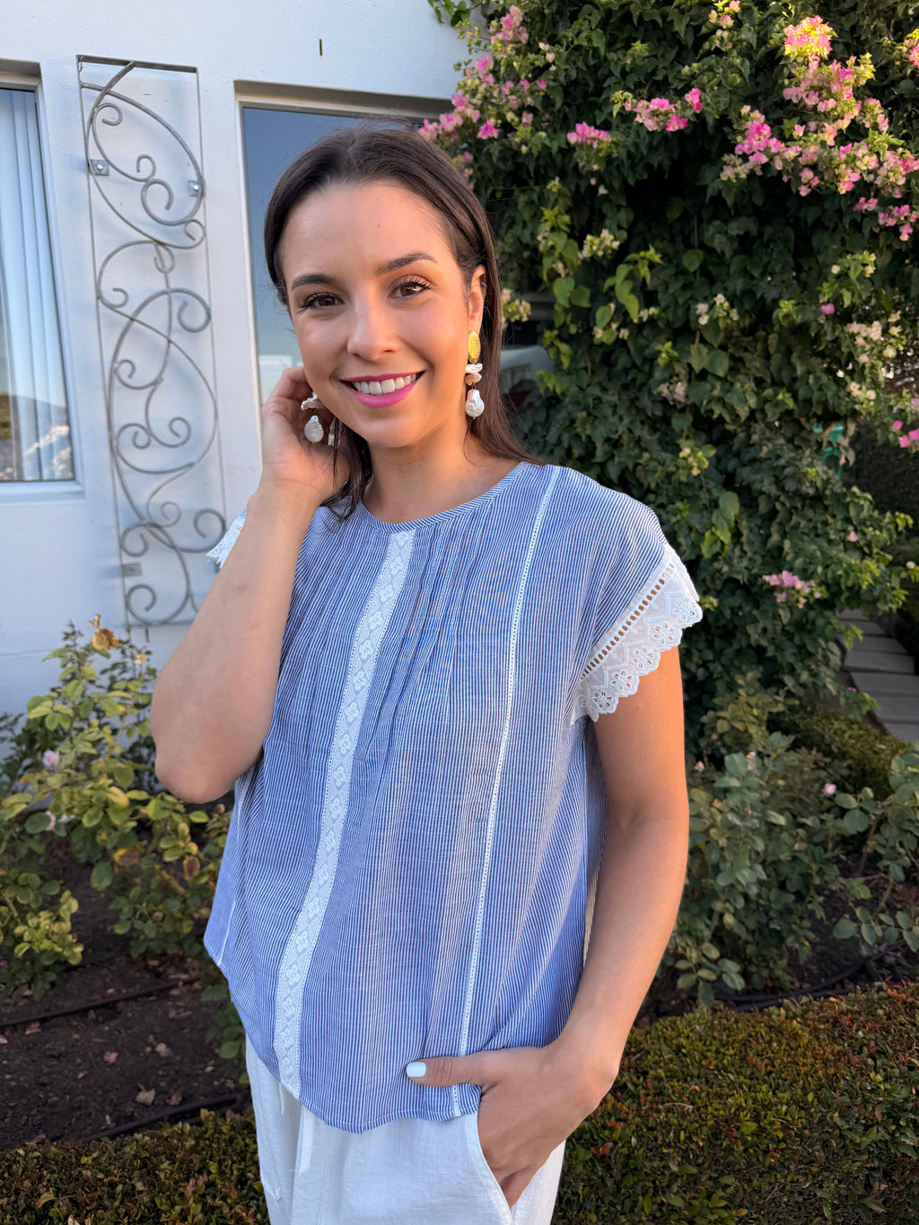 Mirna Italian blouse - Blue stripe