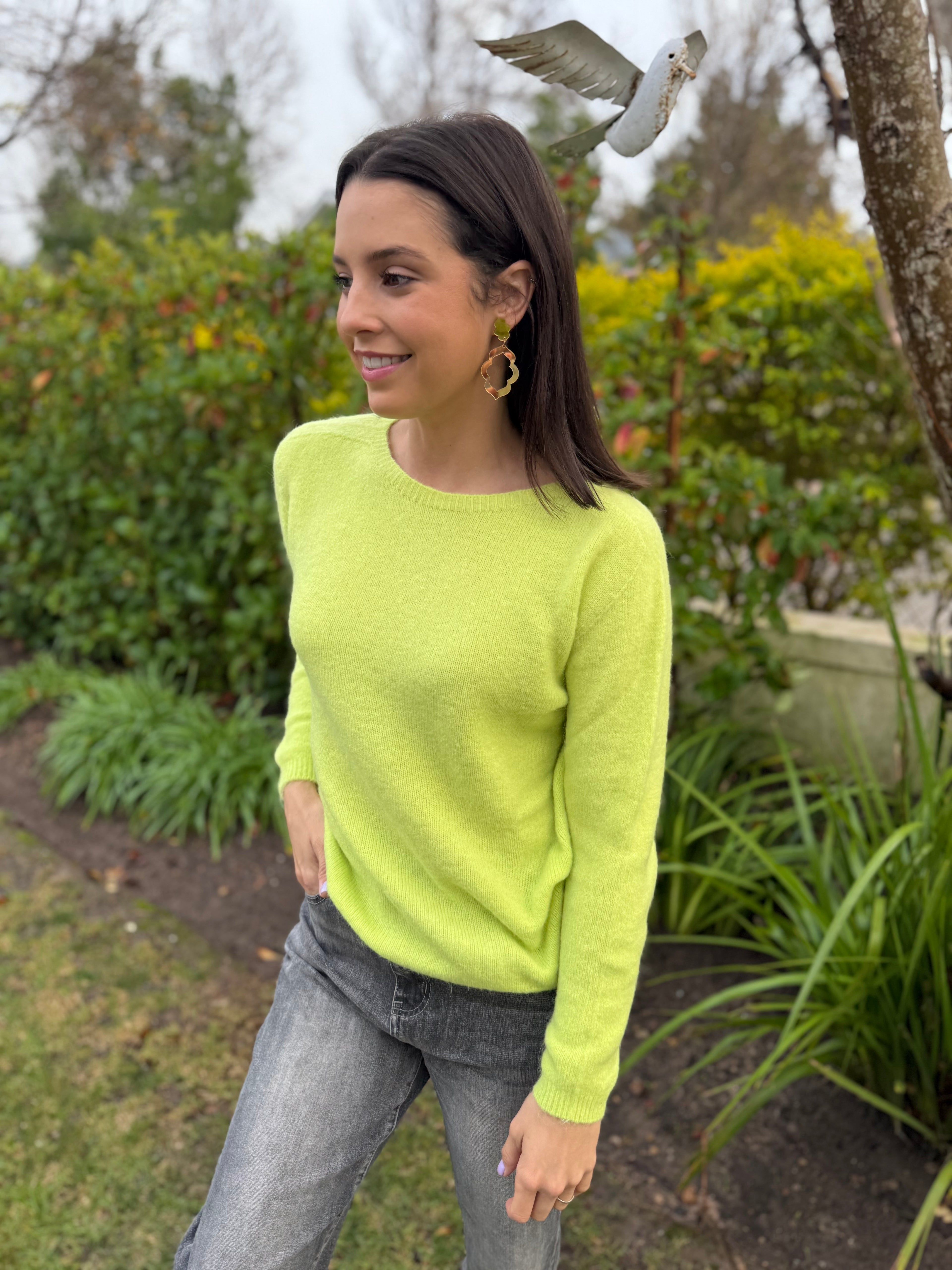 Baby alpaca knit (Round neck) - Lime