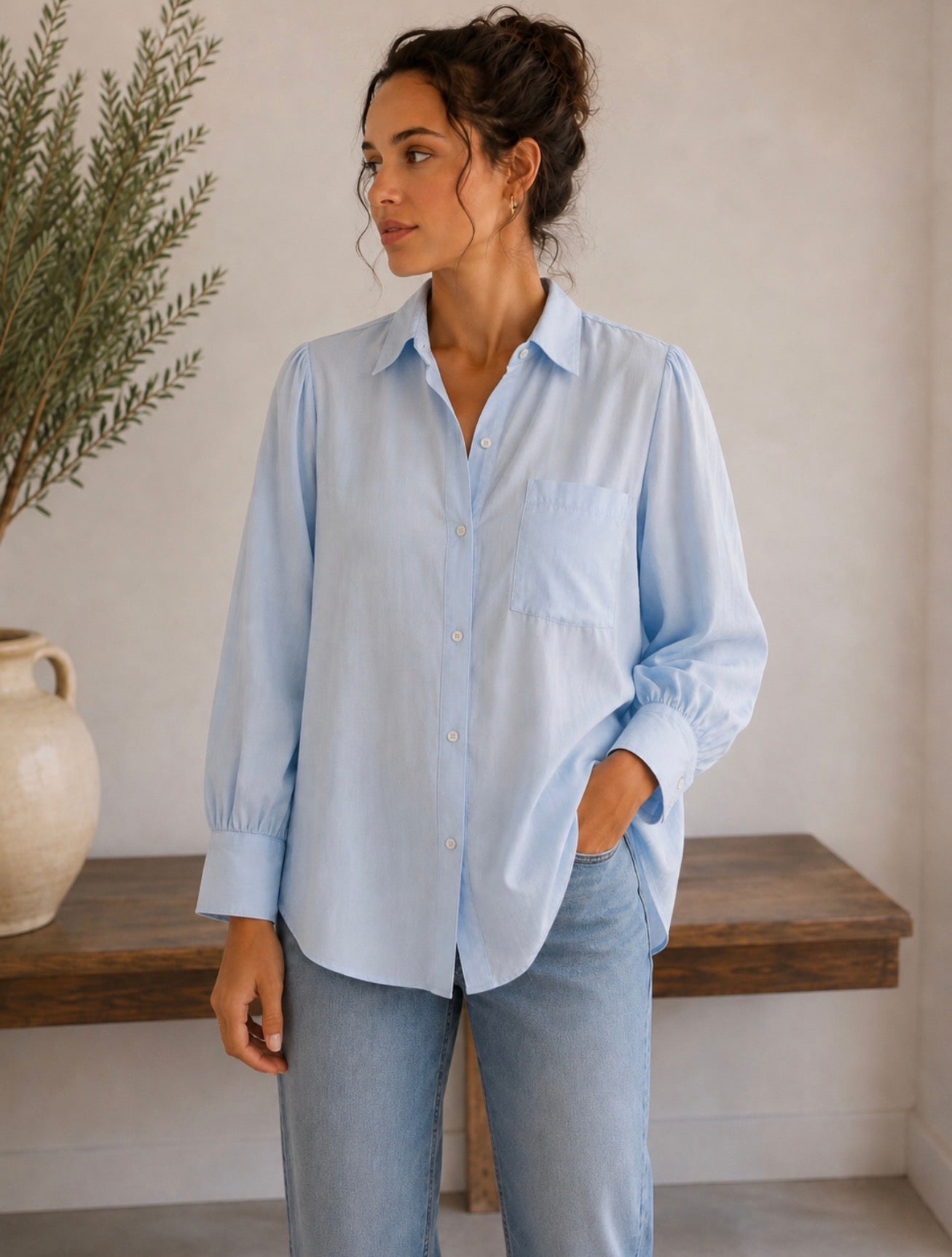 Italian puff sleeve shirt - Blue