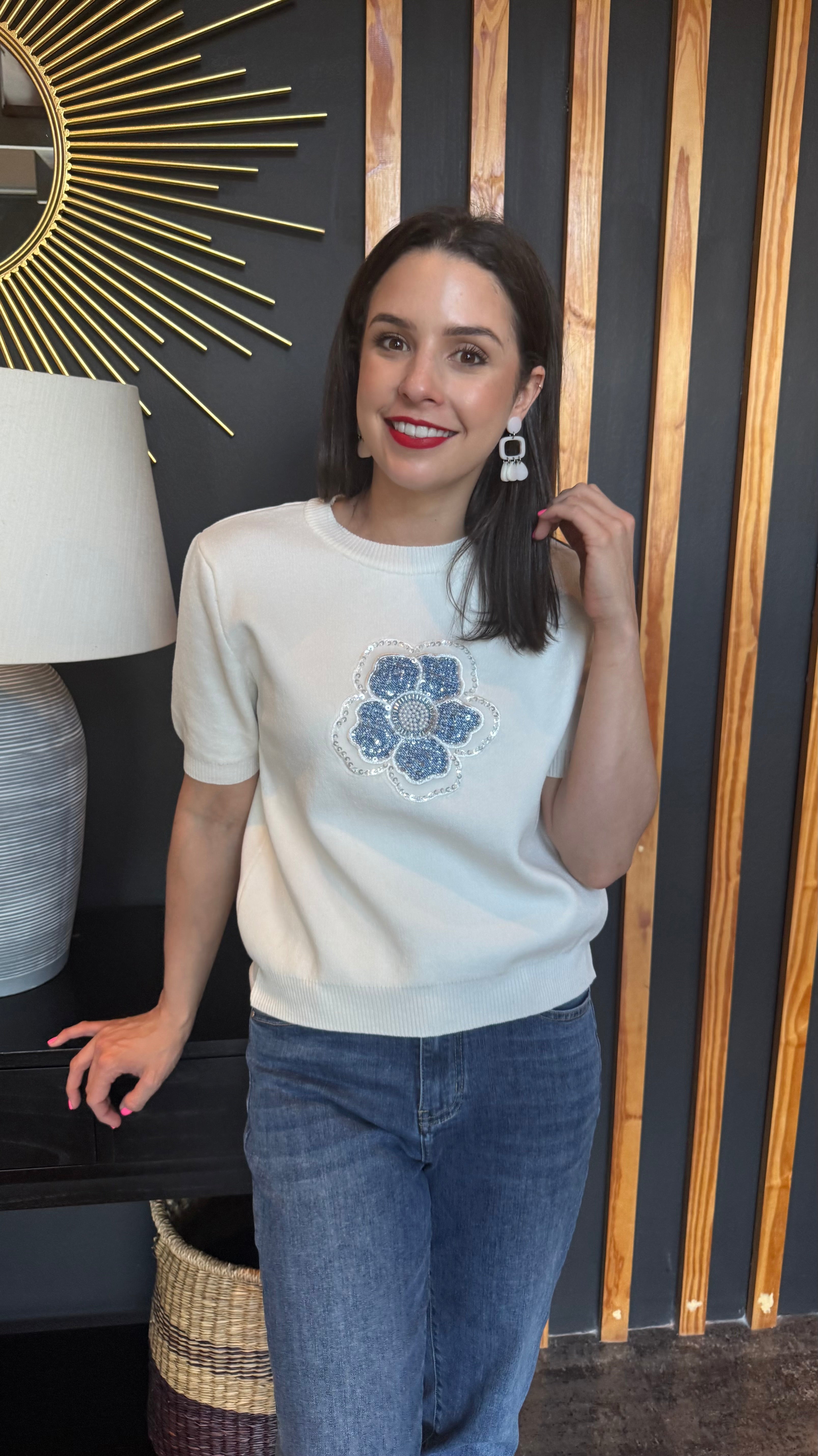 Milly knit - Beaded flower