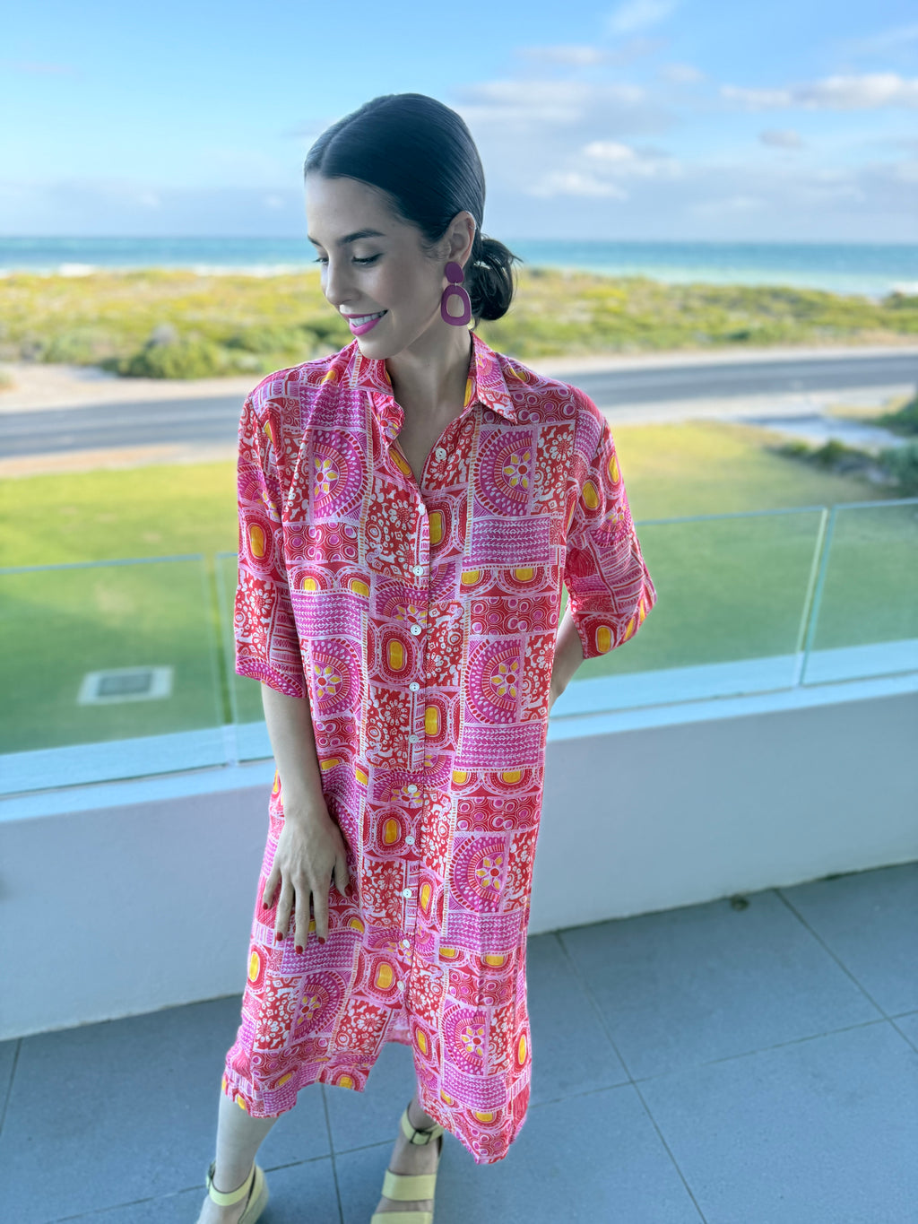 Jackie dress- Geo Pink