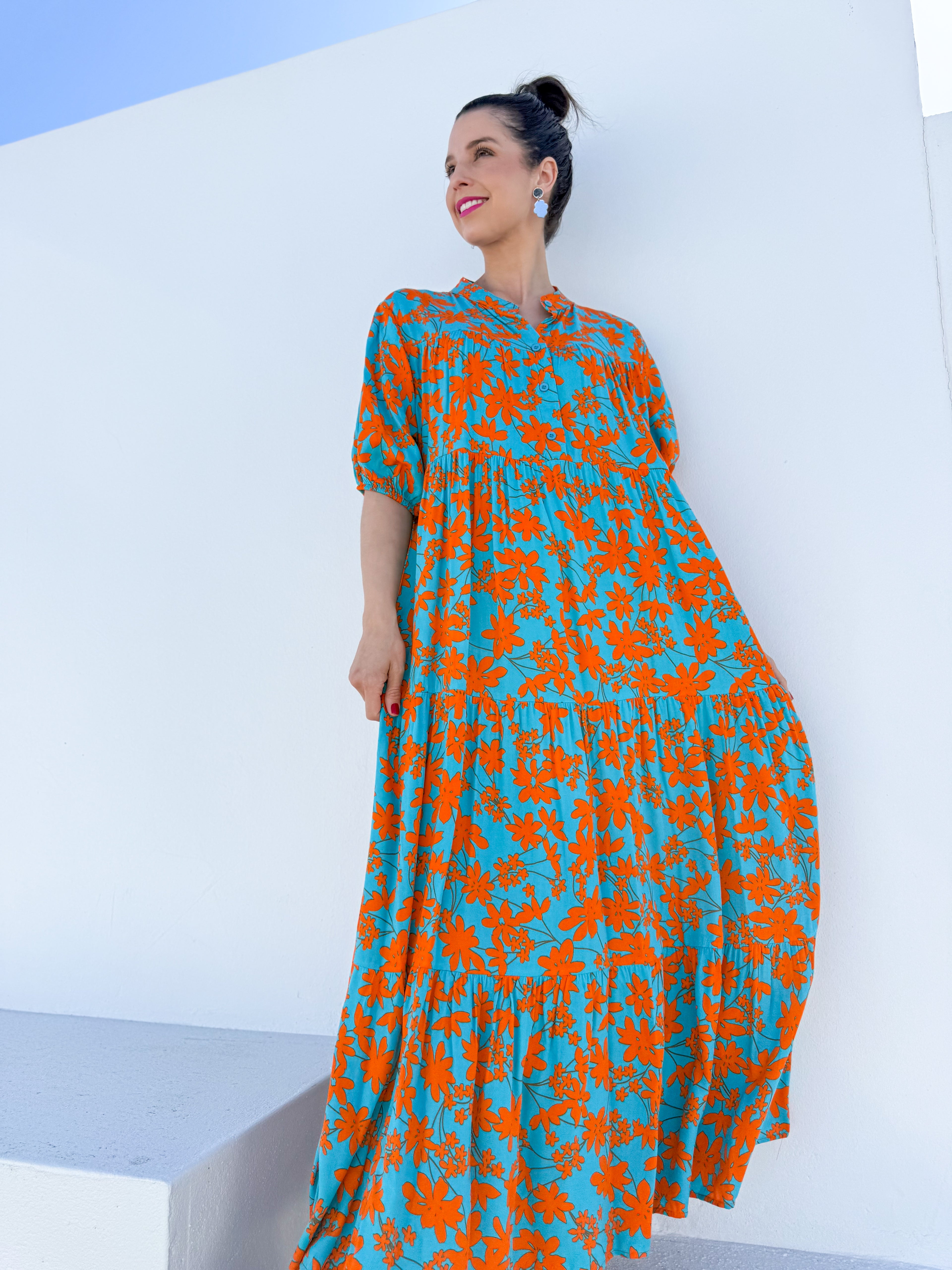 Barbara dress - Orange floral