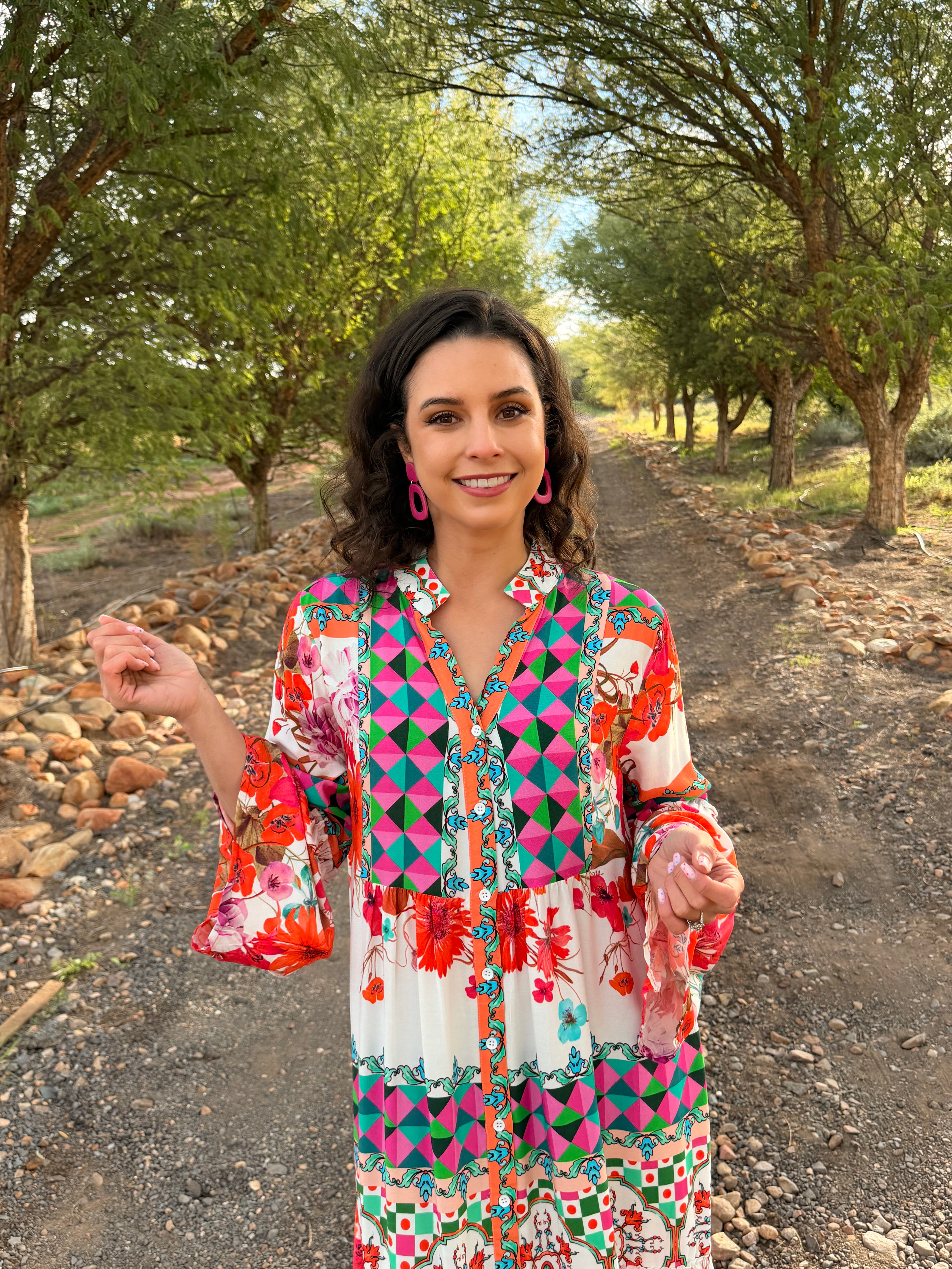 Lizette dress - Pink & orange
