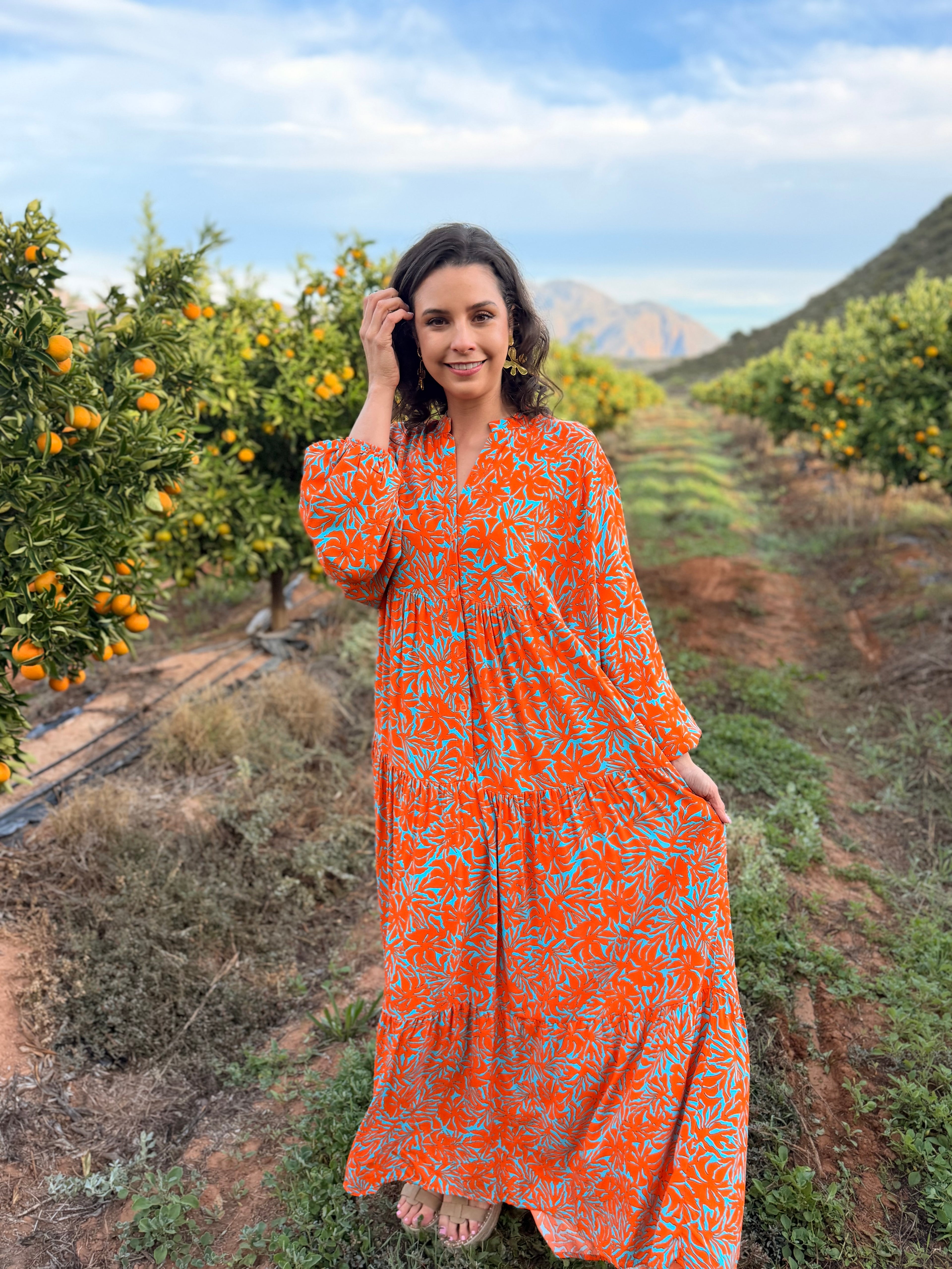 Jenna dress - Orange two tone