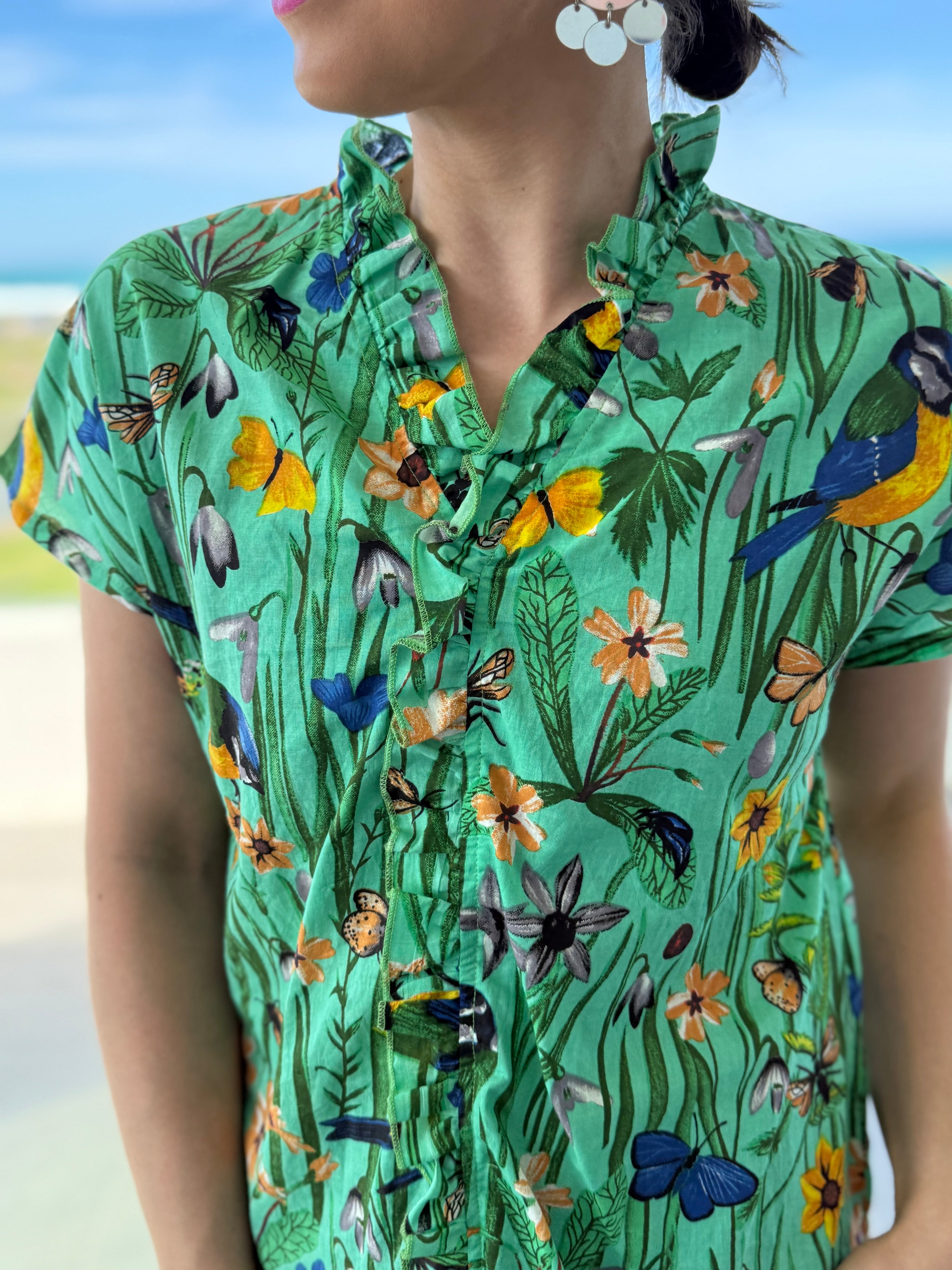Anelia top- green bird