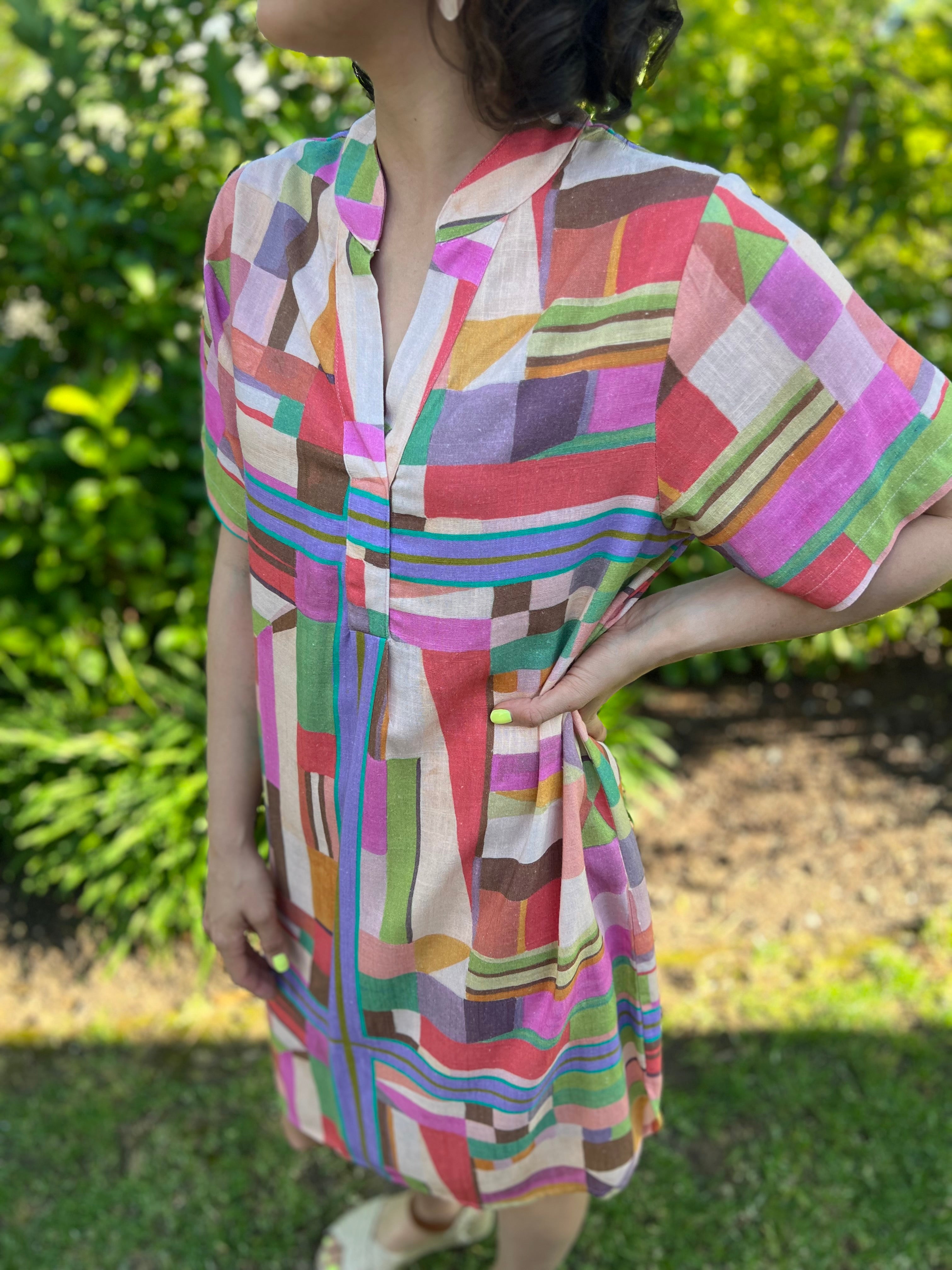 Jean dress - Geo Pastel