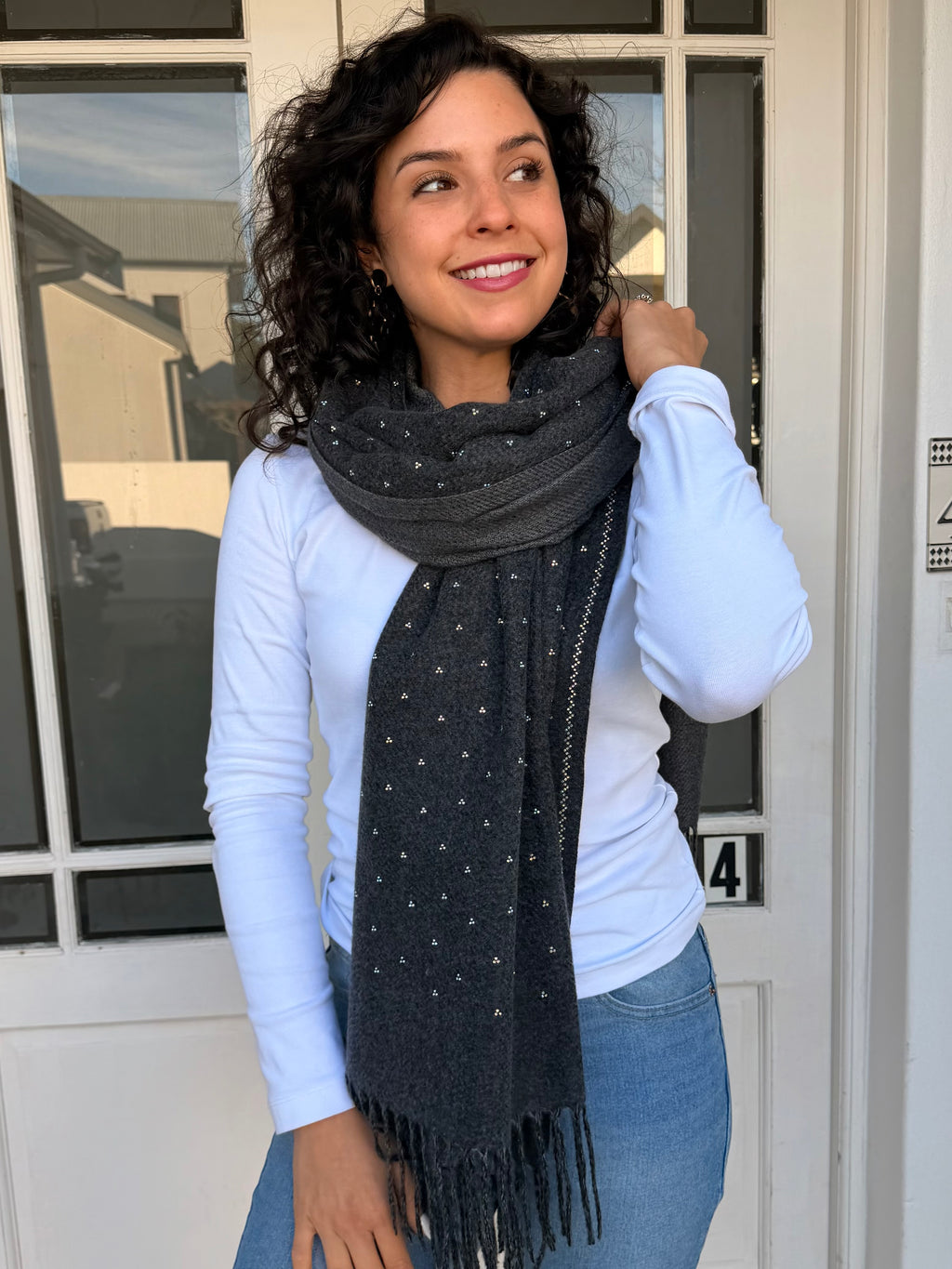 Cashmere shimmer scarf - Charcoal