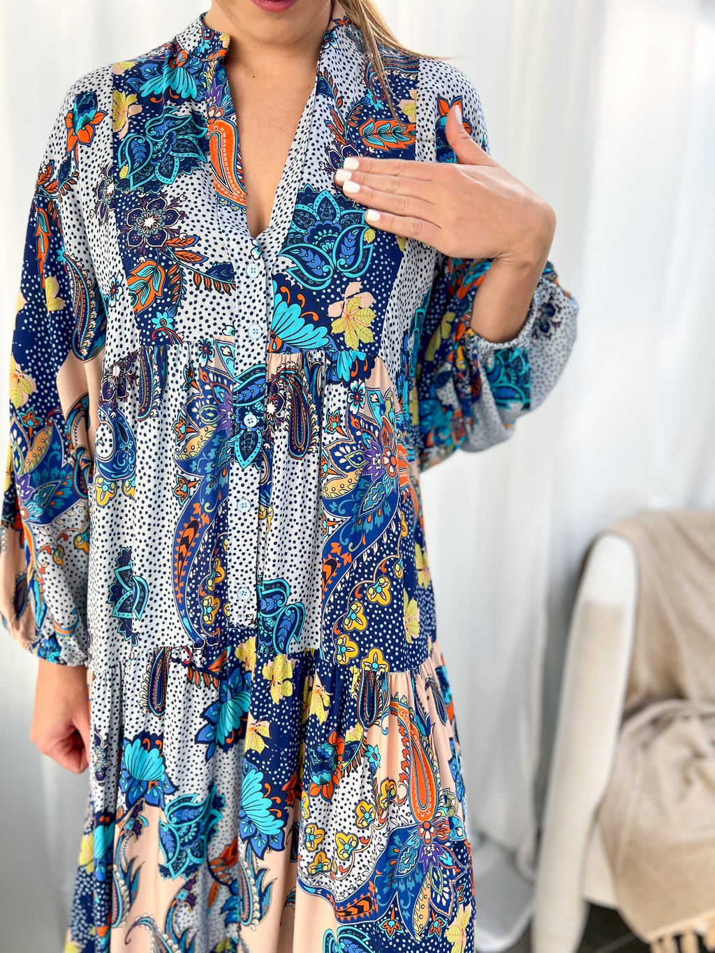 Jenna dress - Blue paisley