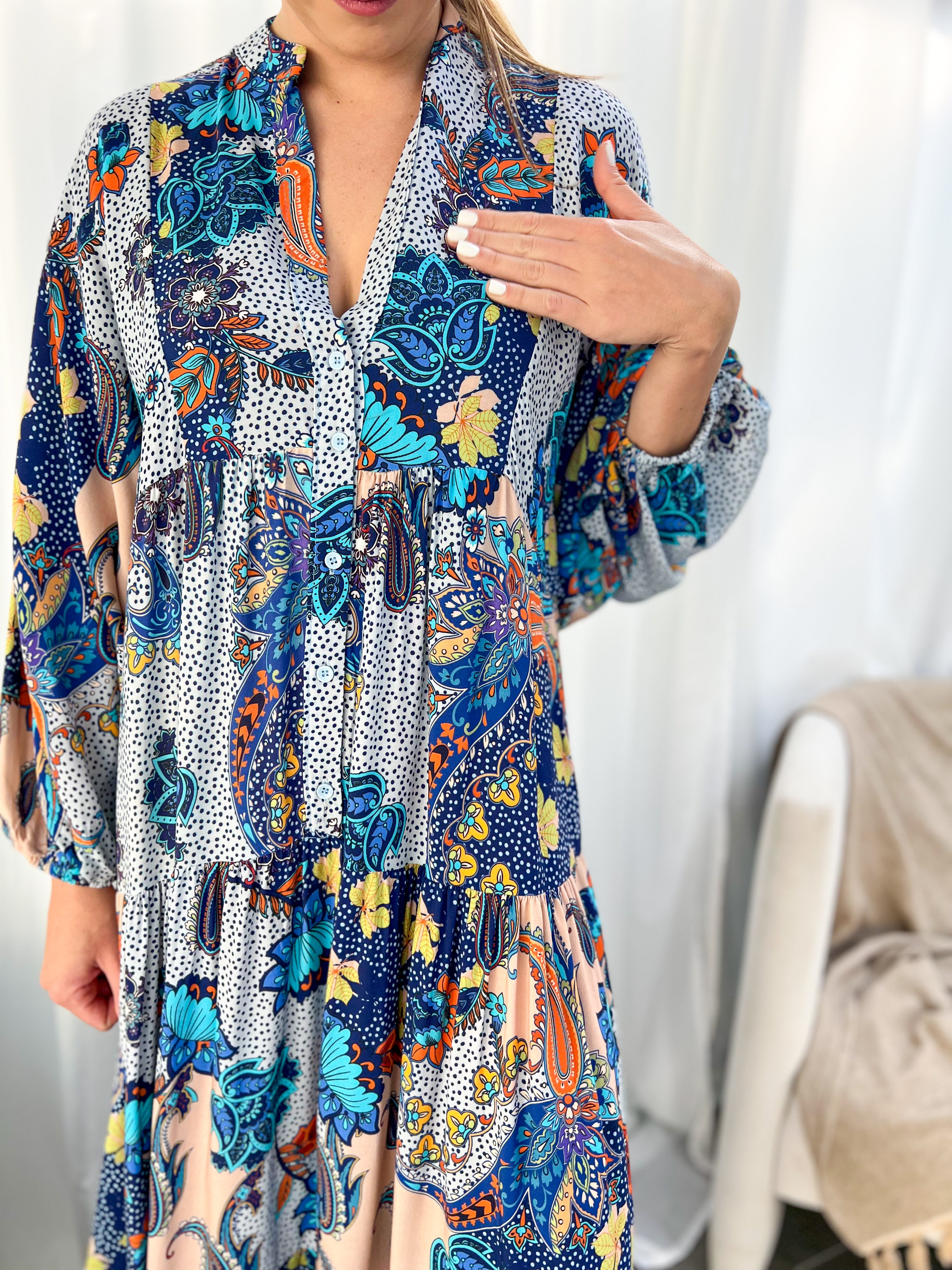 Jenna dress - Blue paisley