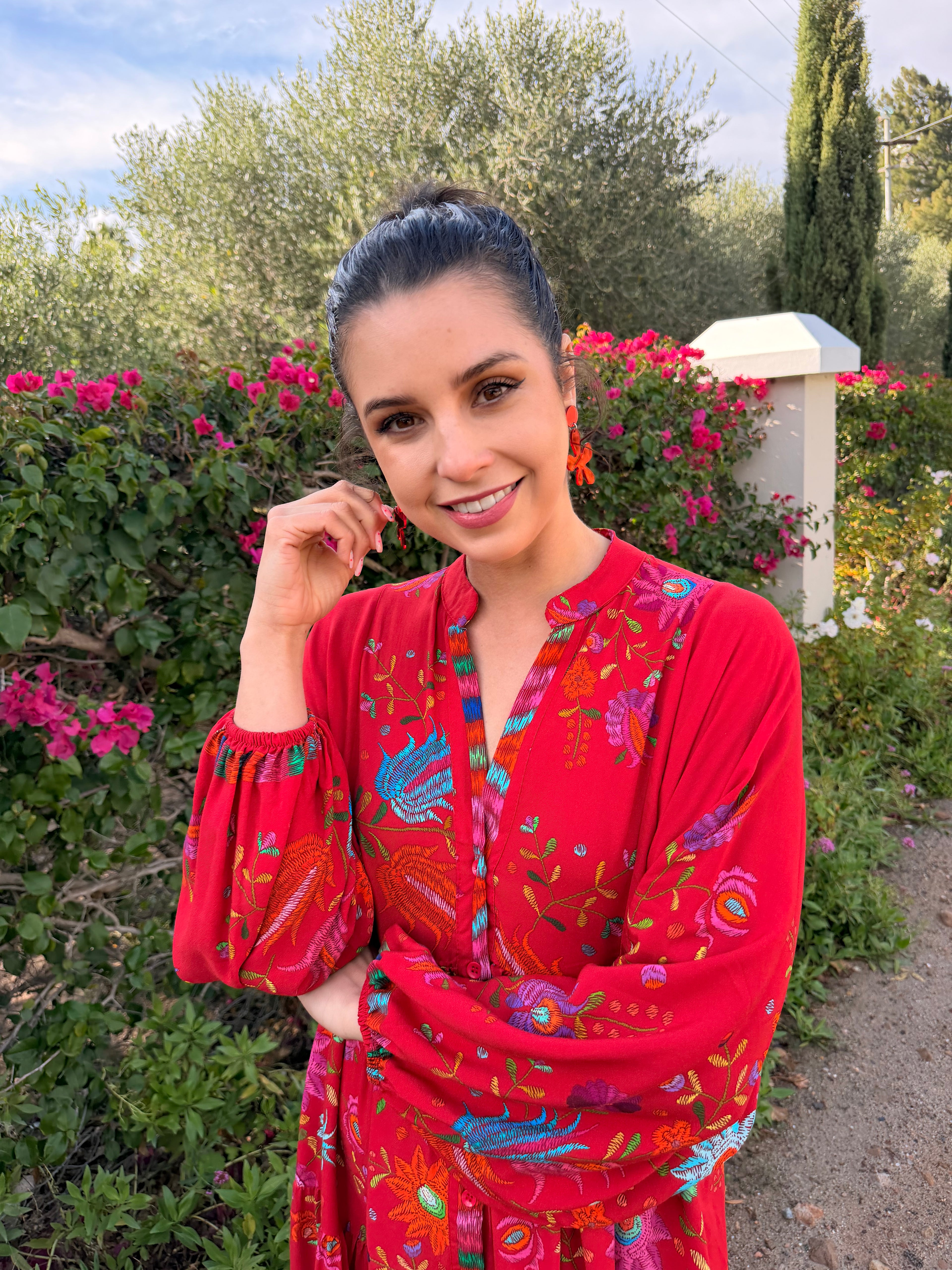 Jenna dress - Red ikat floral