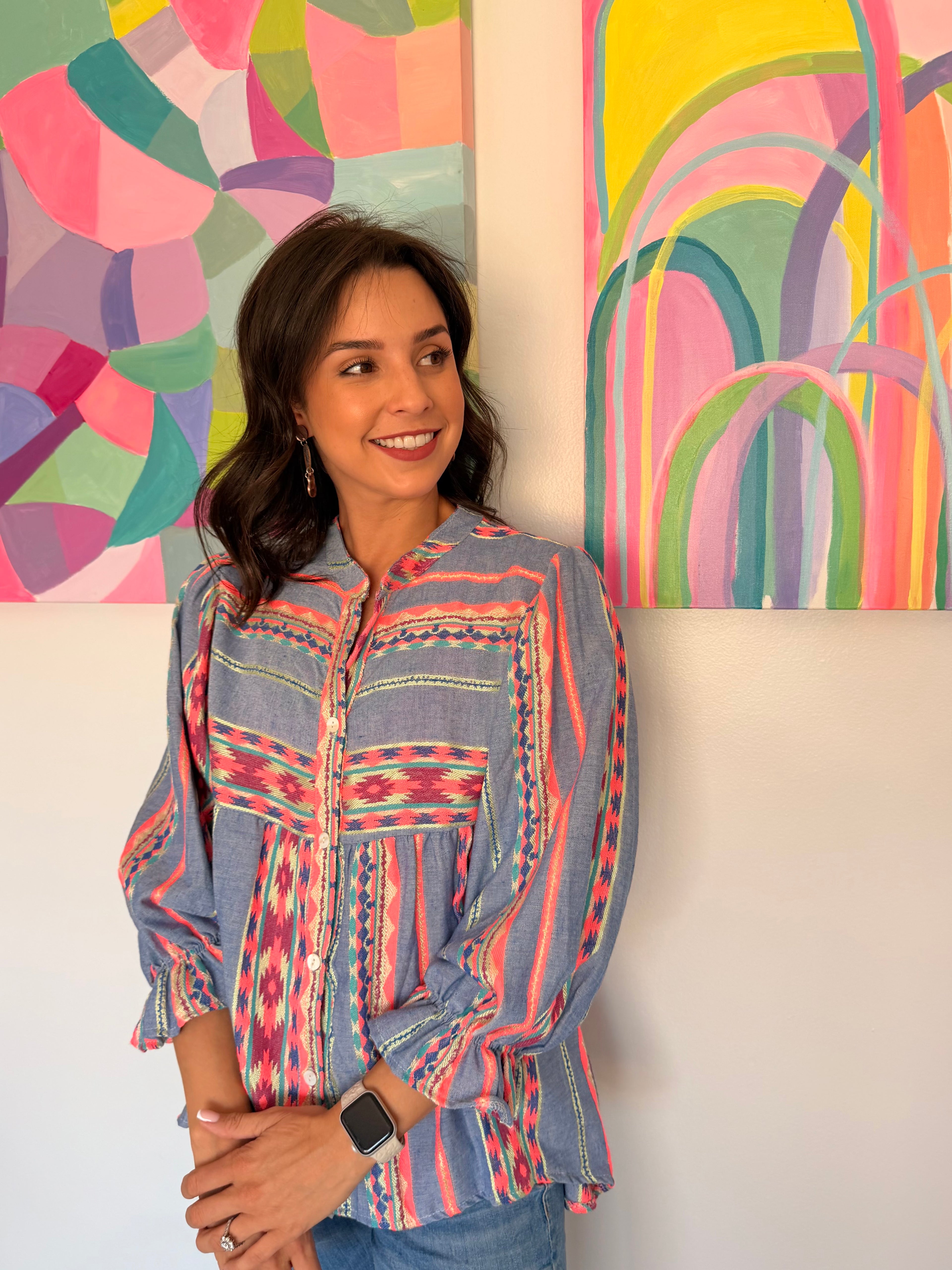 Jill top - Blue boho