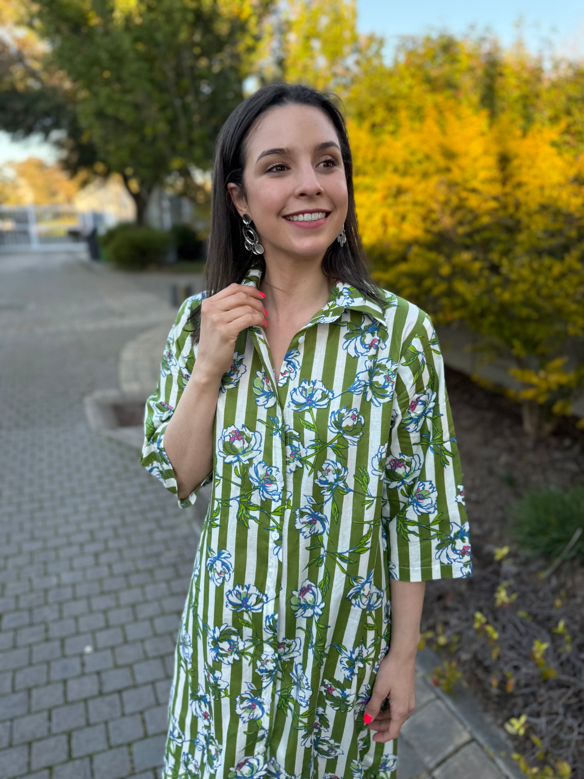 Jennifer dress - Green stripe