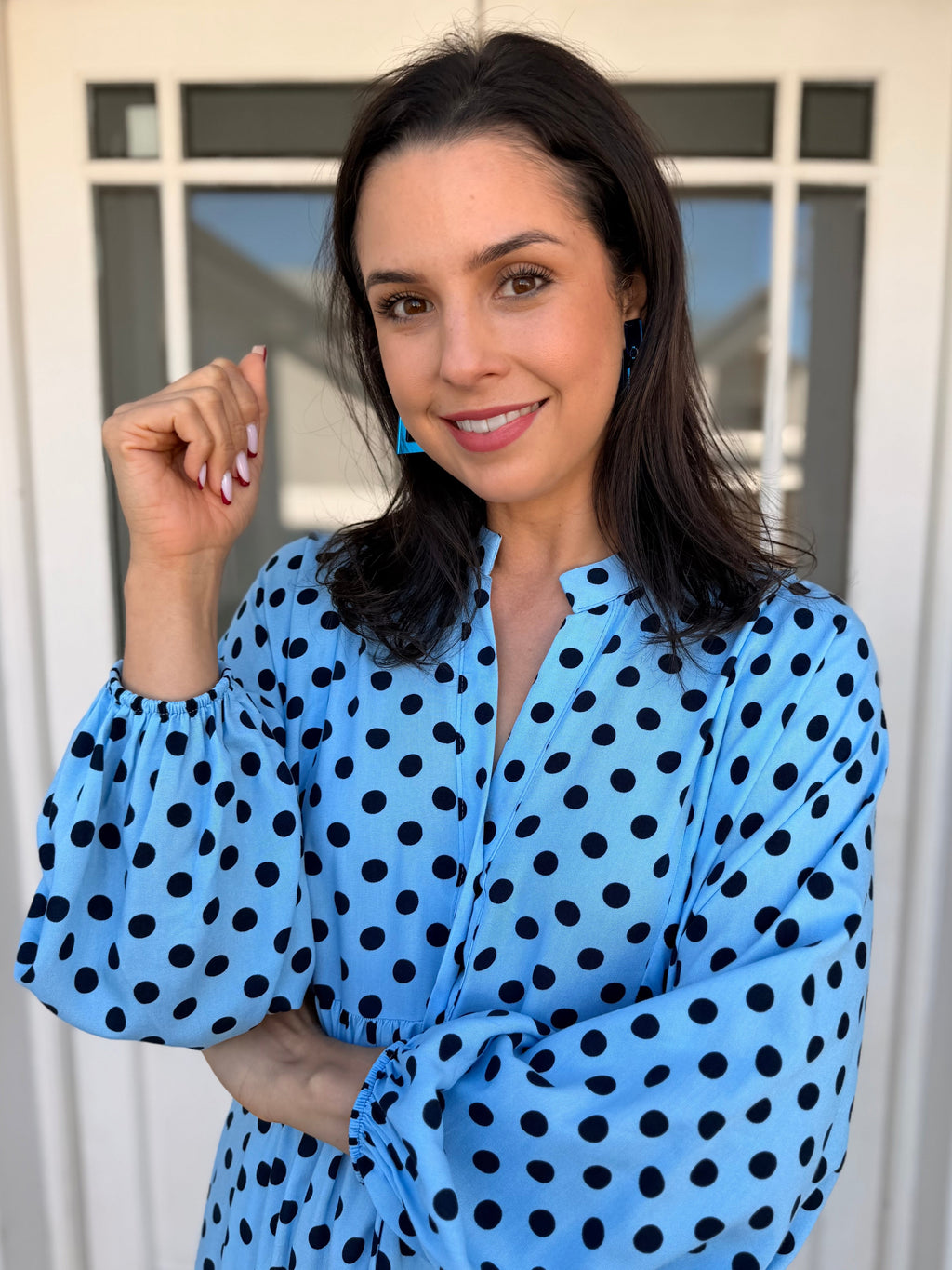 Jenna dress - Blue polka dots