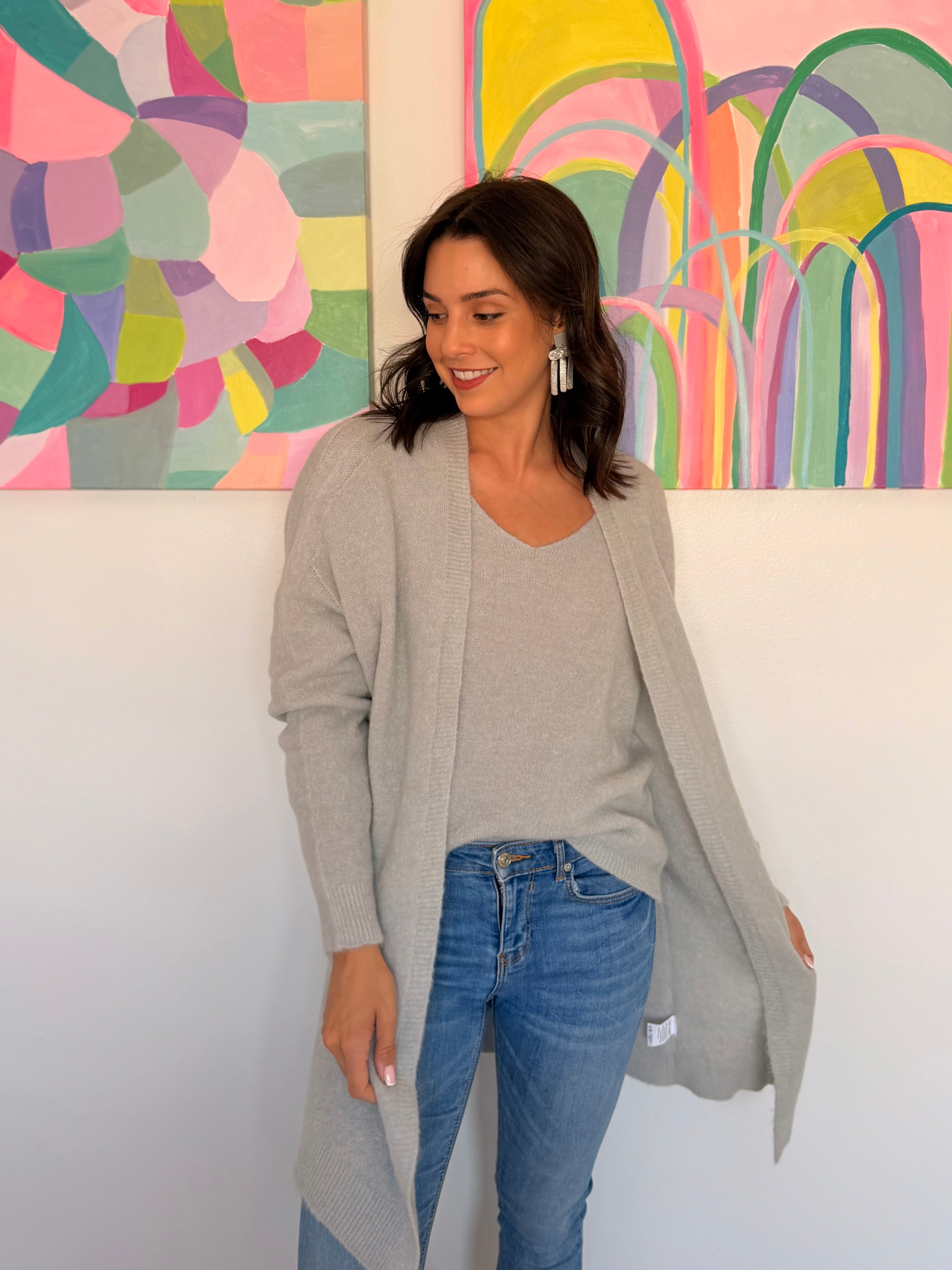 Baby alpaca long cardigan - Grey