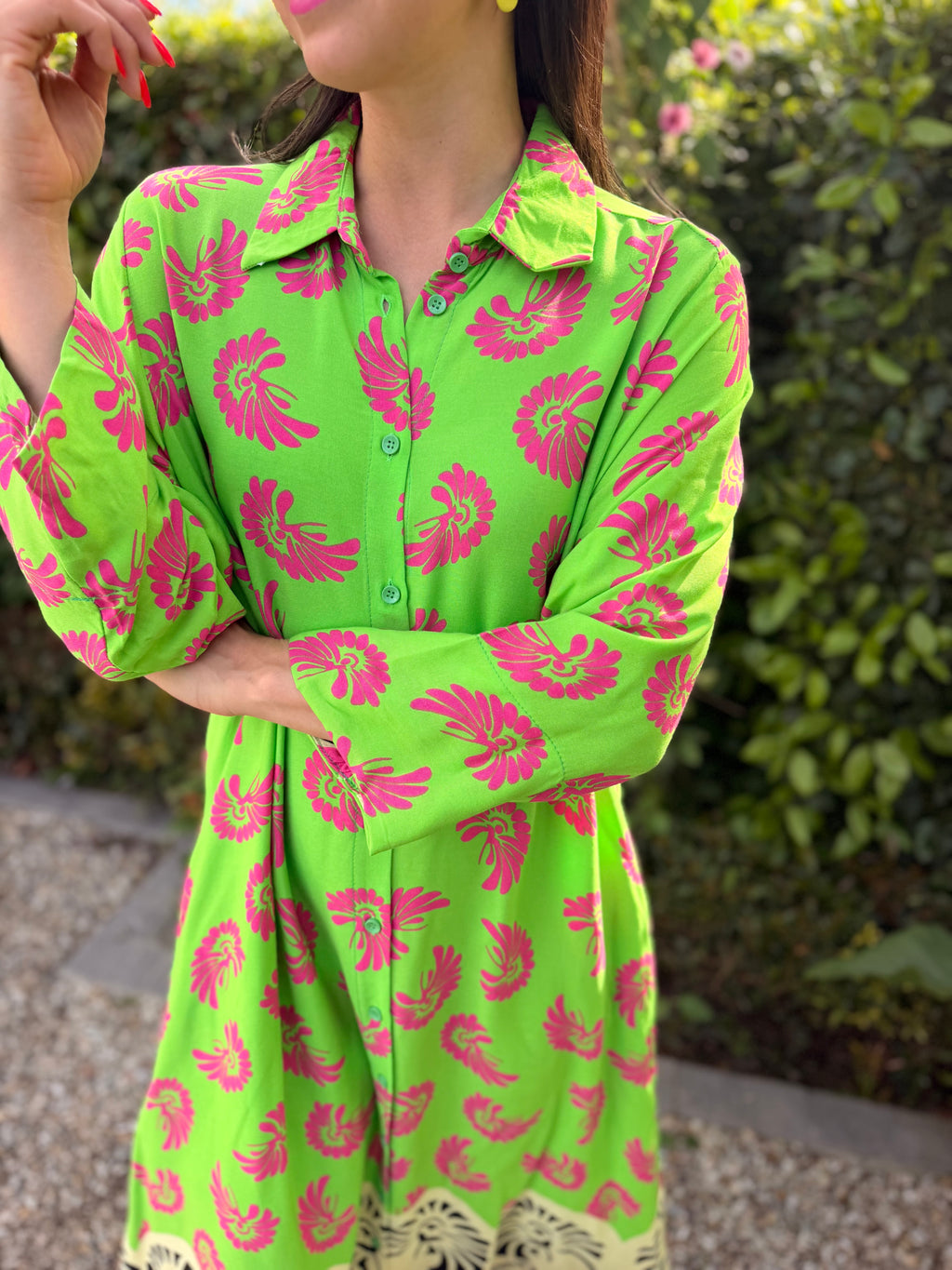 Poppy dress - Lime & Pink