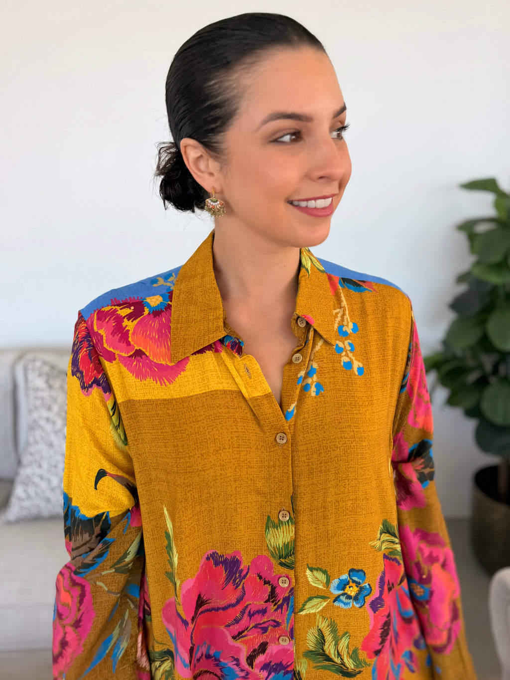 Luna dress - Mustard Floral