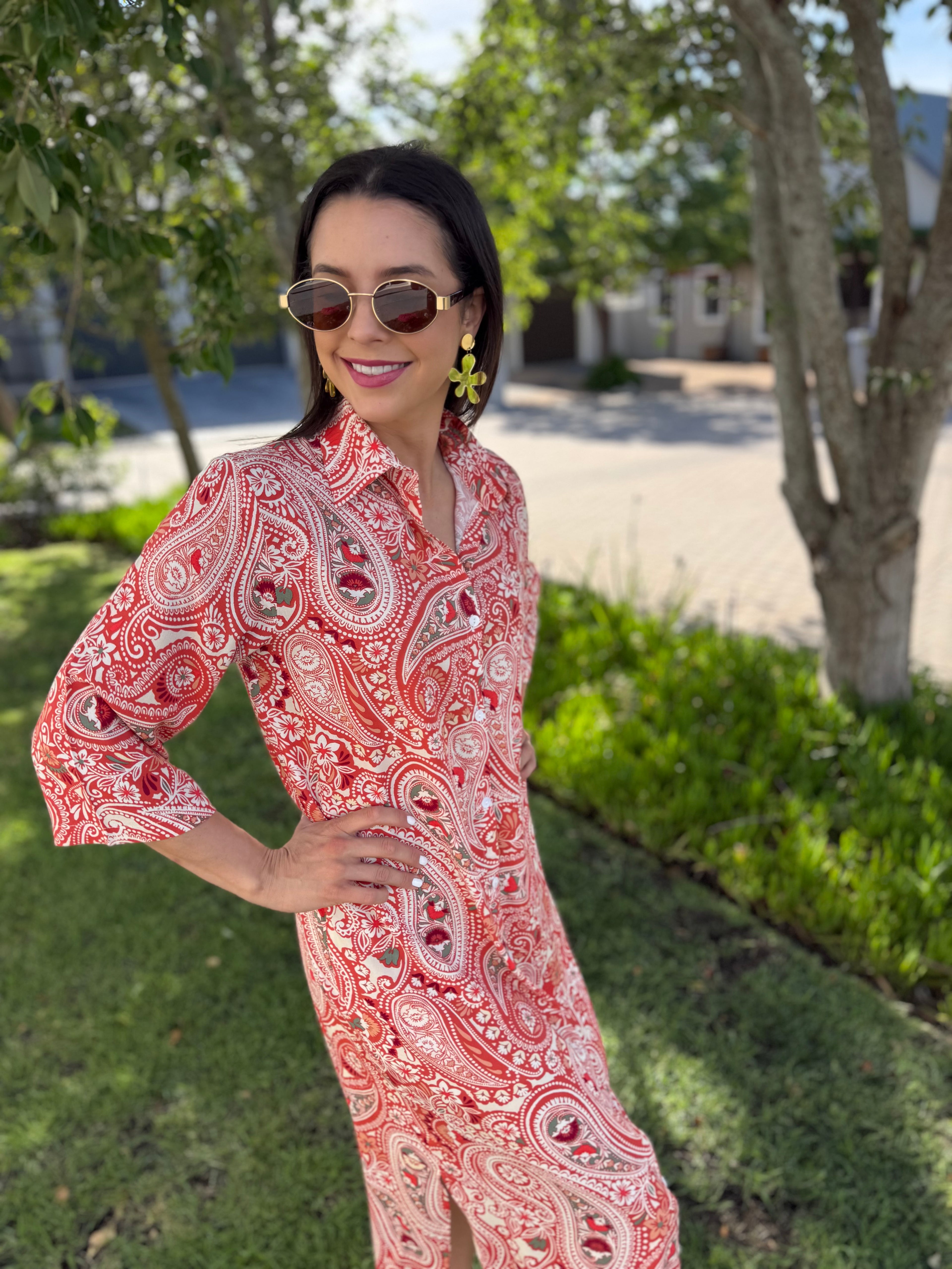 Jennifer dress - Orange Paisley
