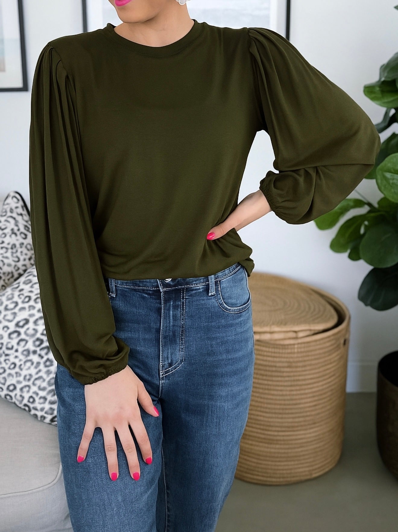 Mia top - Deep khaki green