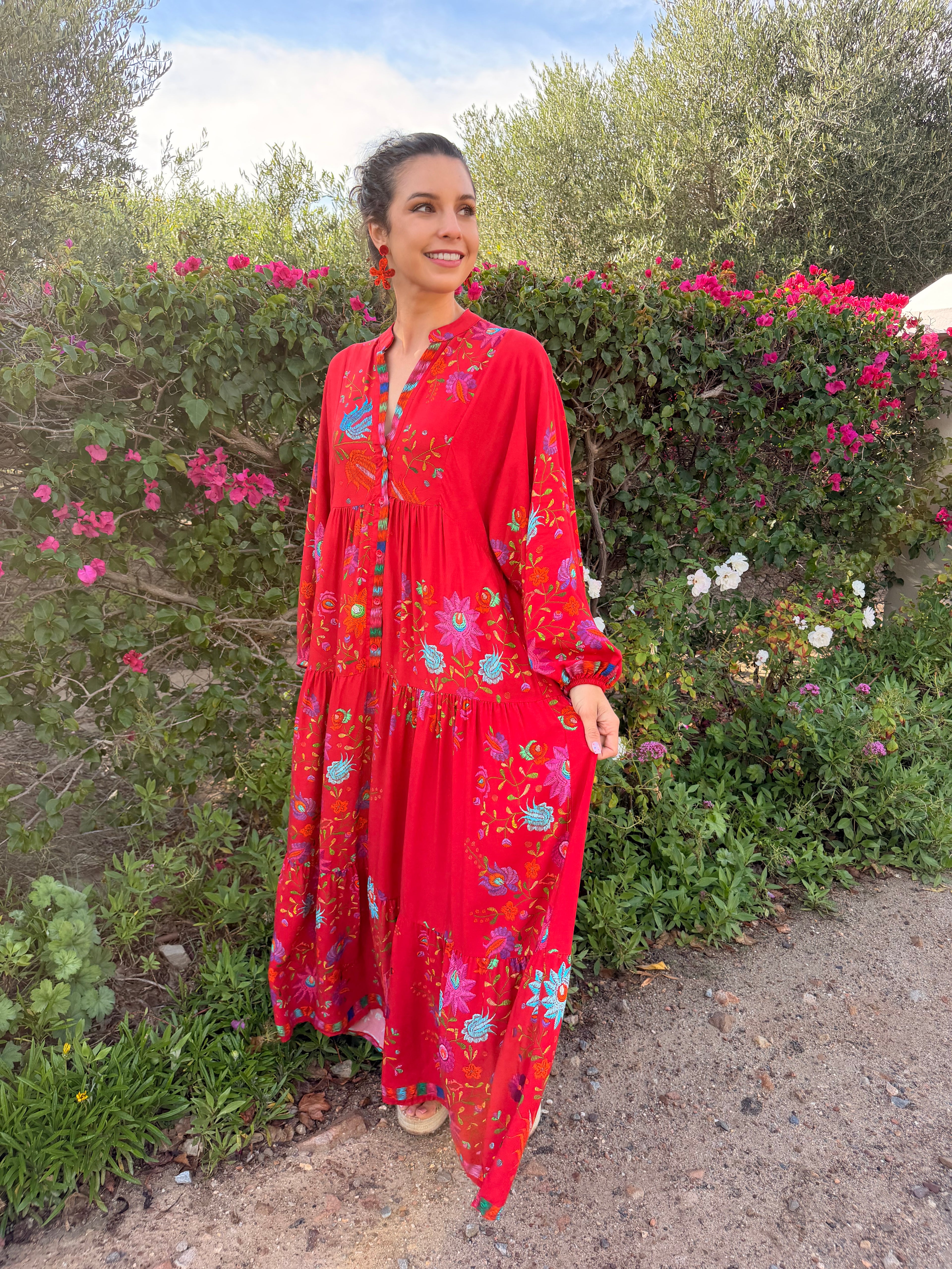 Jenna dress - Red ikat floral