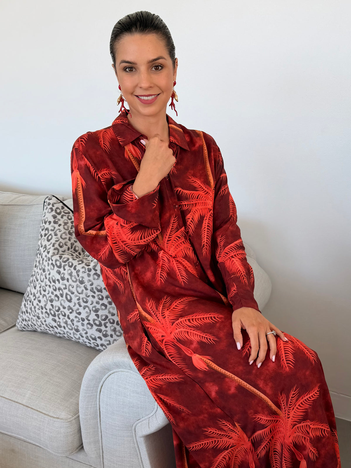 Flavia dress - Burnt orange palm