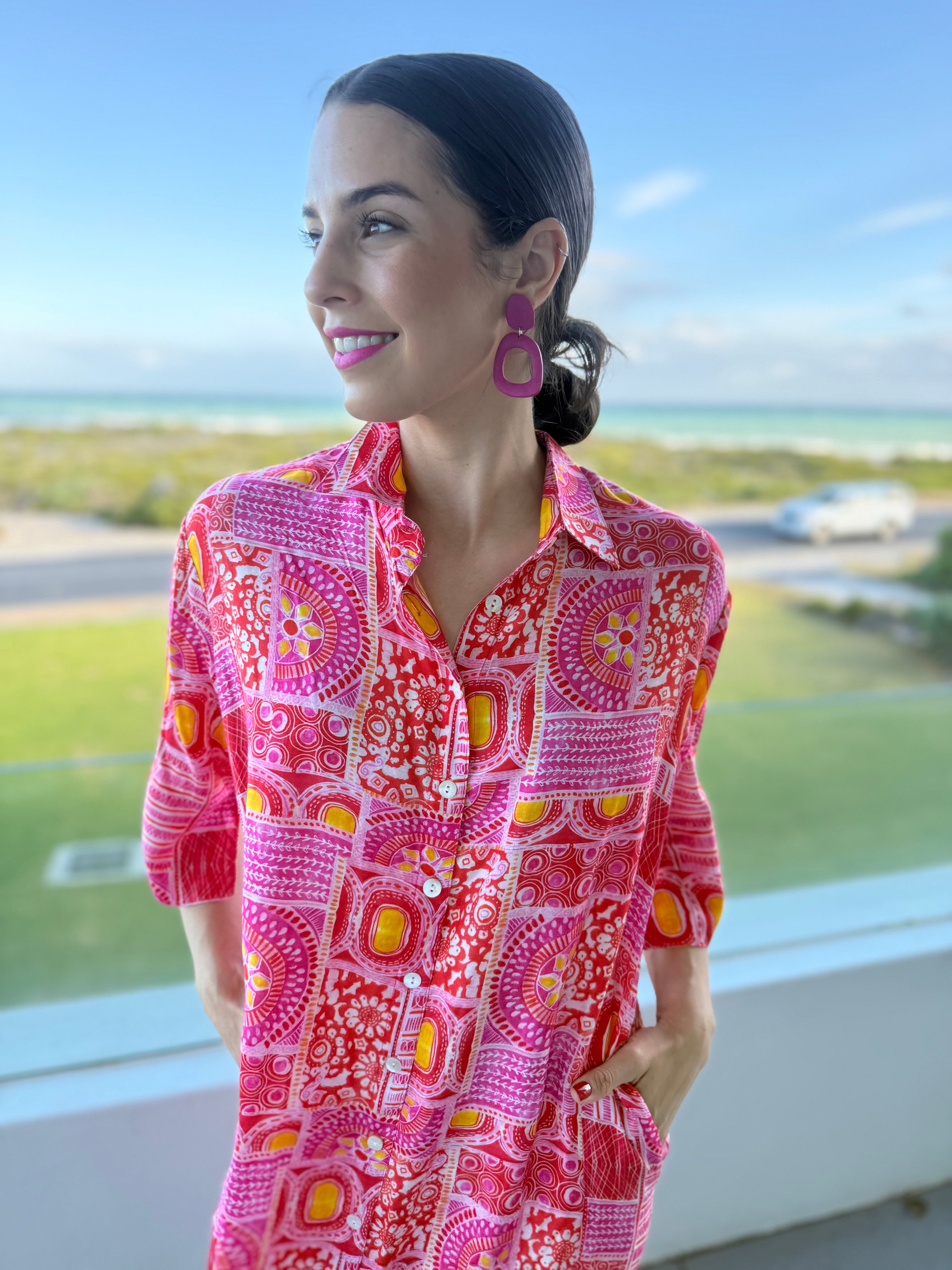 Jackie dress- Geo Pink