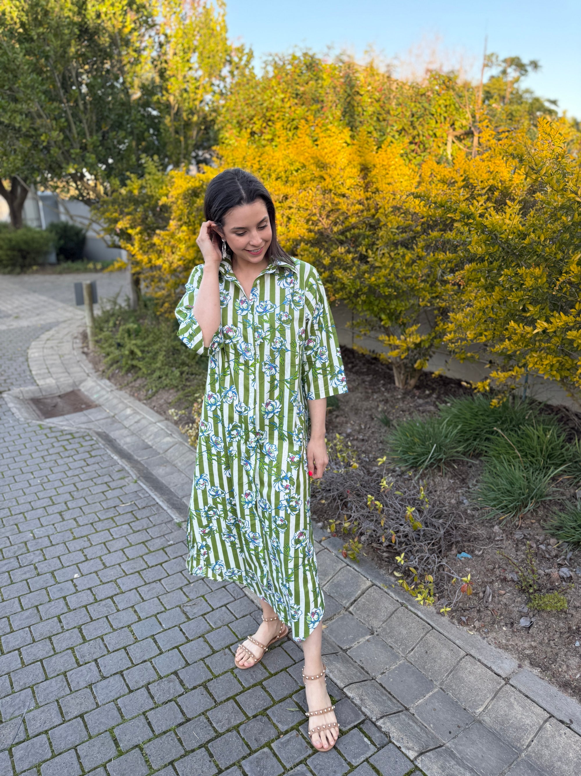 Jennifer dress - Green stripe