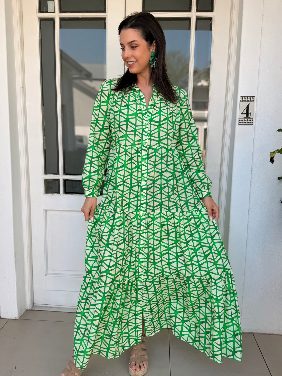 Gillian dress - Geometric green